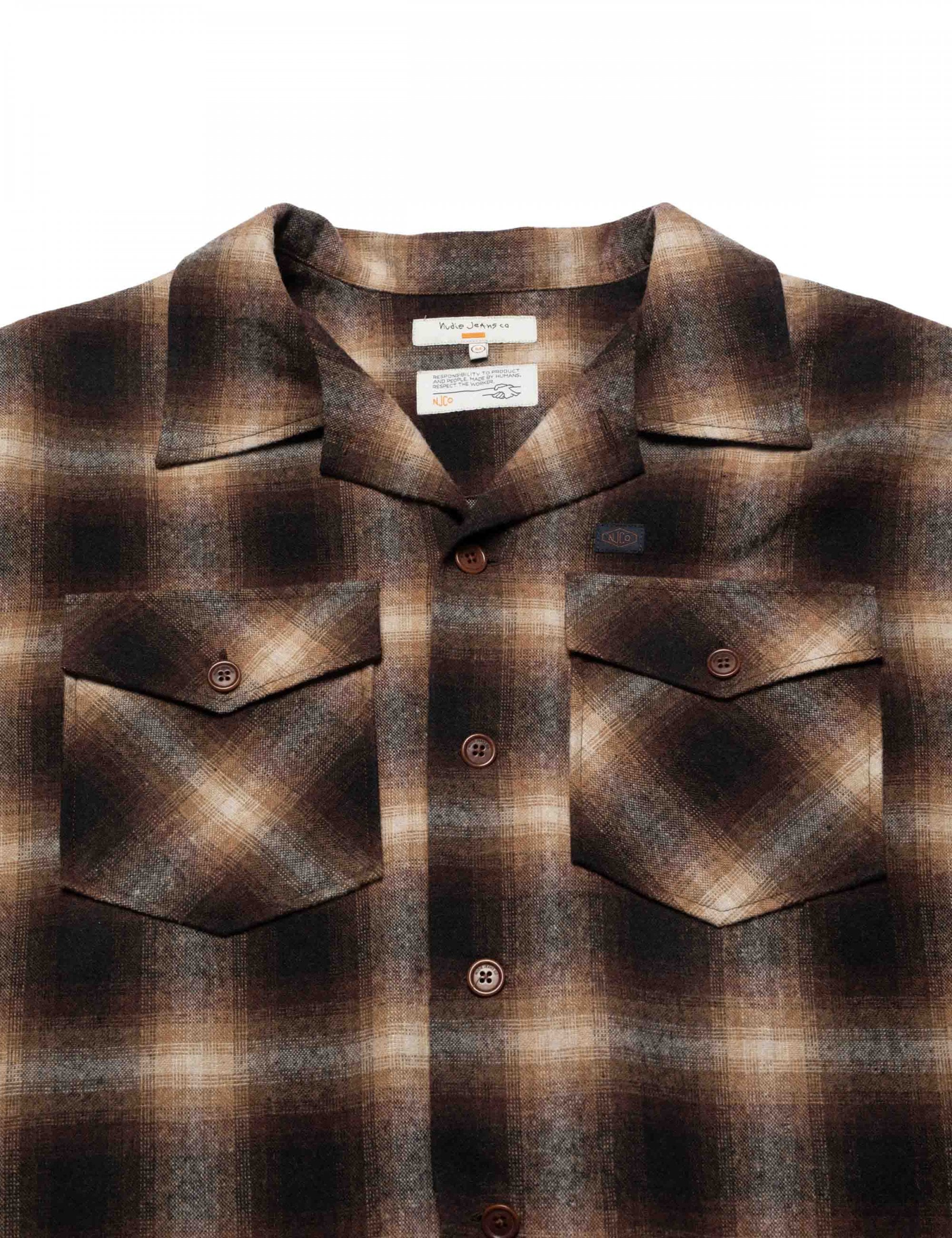 Nudie Jeans Vince Check Shirt - Brown/Beige