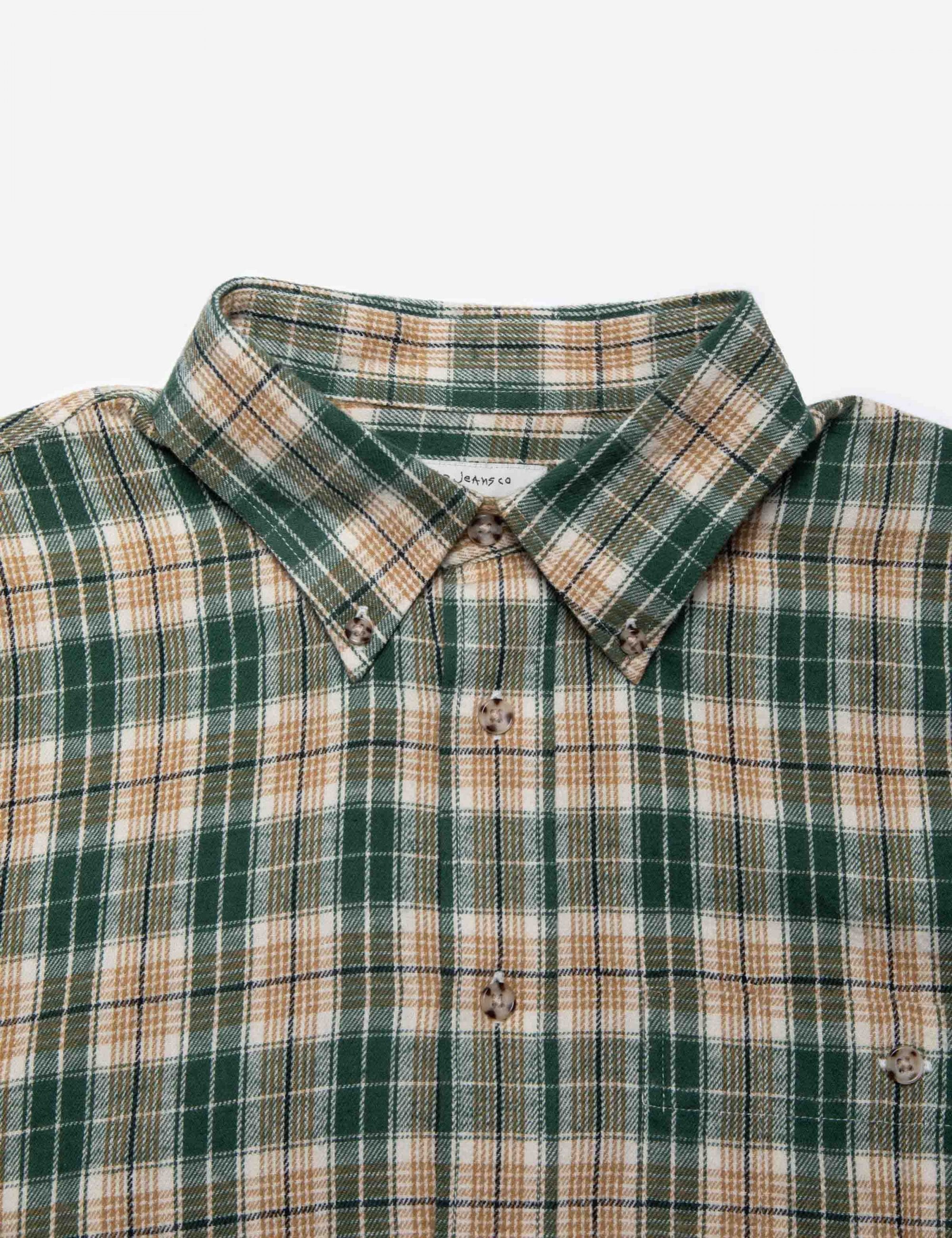 Nudie Jeans Julian Farm Check Shirt - Racing Green