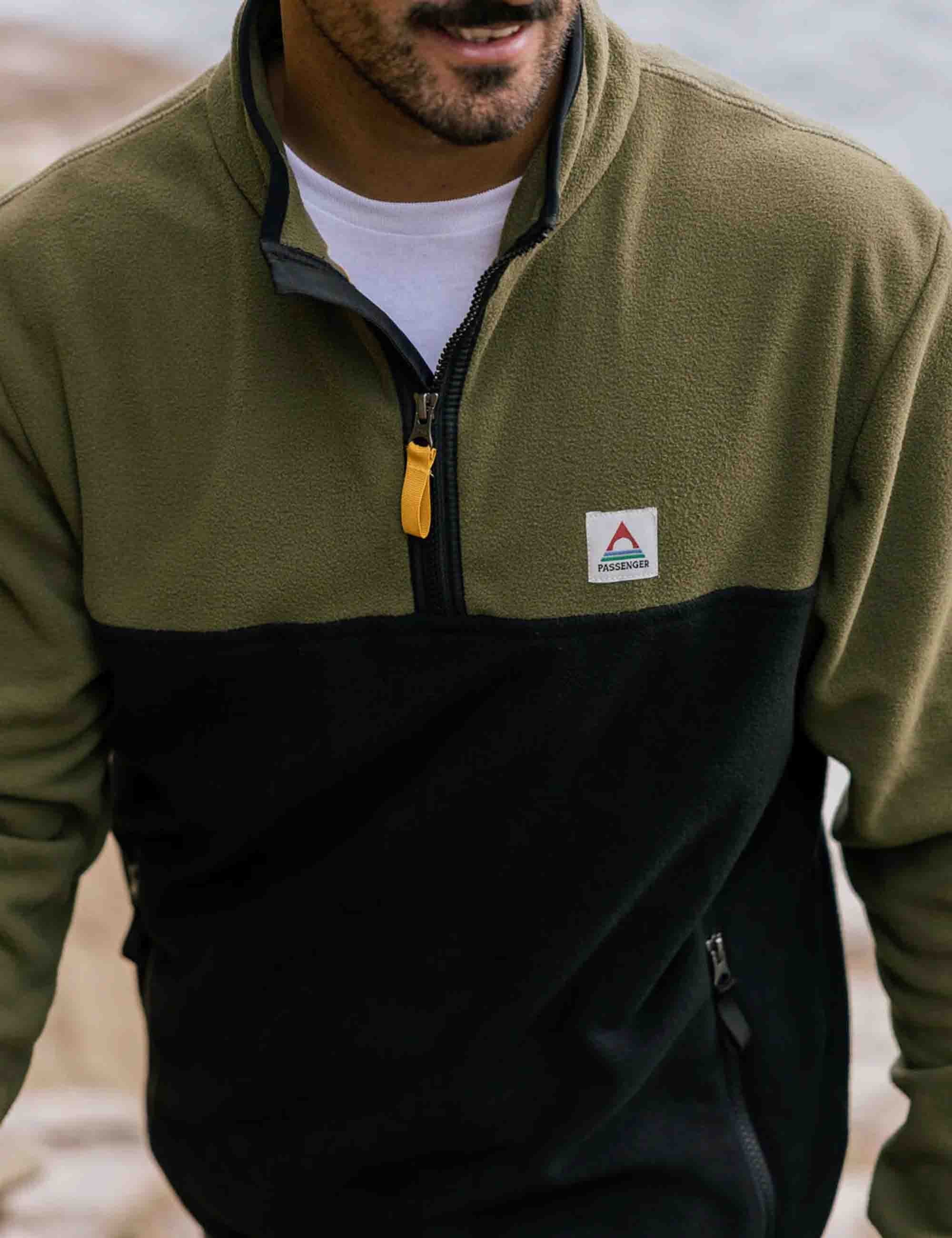 Passenger Set Off Polar 1/4 Zip Fleece - Khaki