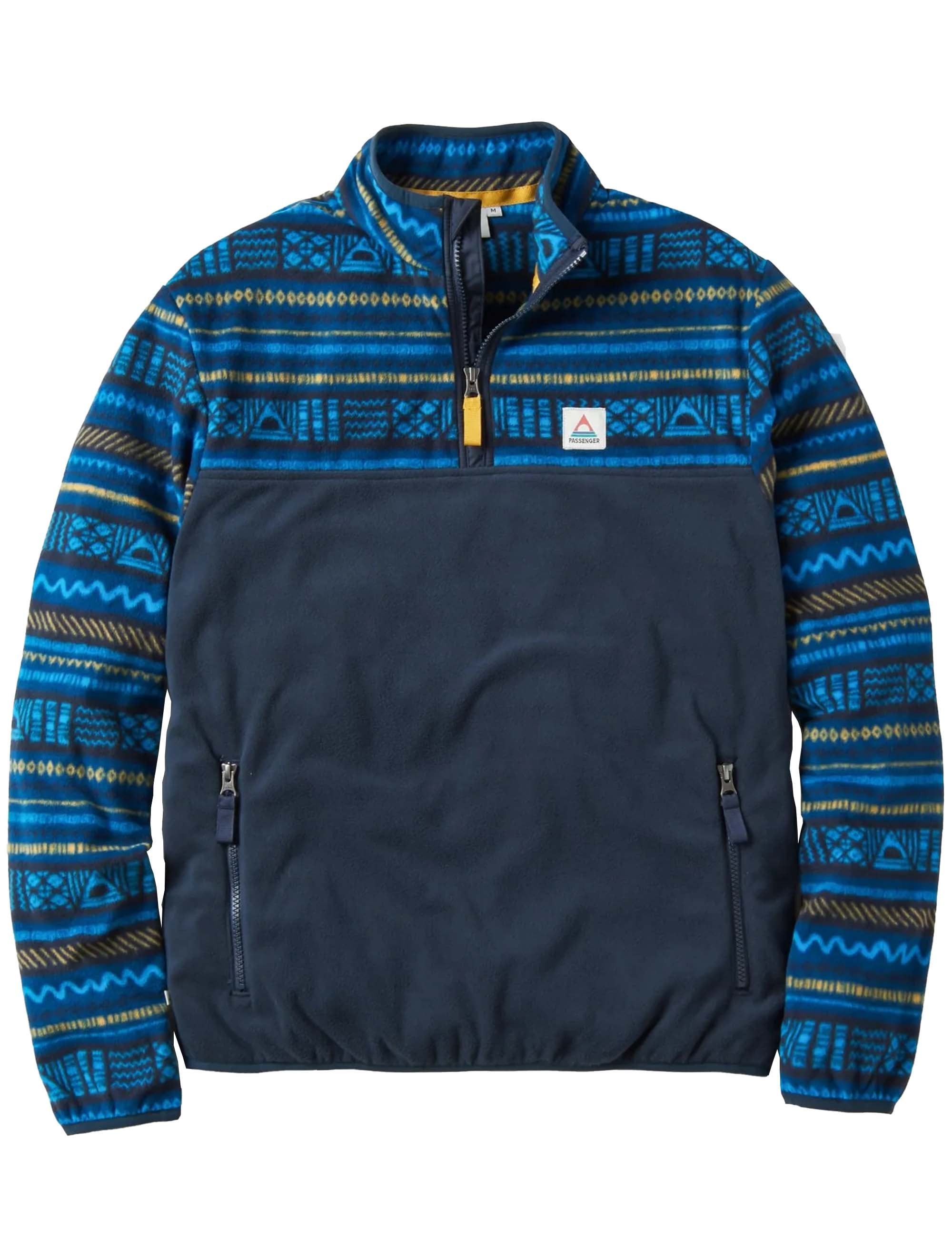 Set Off Polar 1/4 Zip Fleece - Patchwork Stripe/Tidal Blue