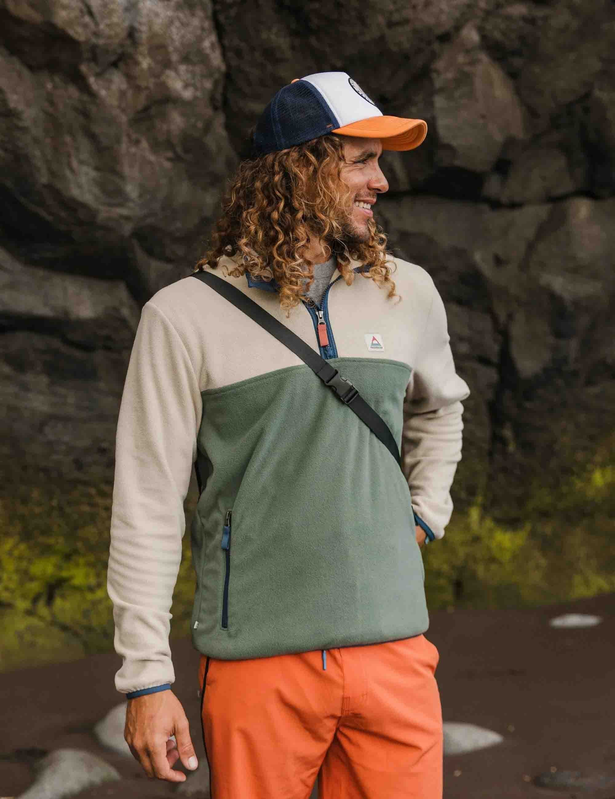 Set Off Polar 1/4 Zip Fleece - Oatmeal/Dark Forest
