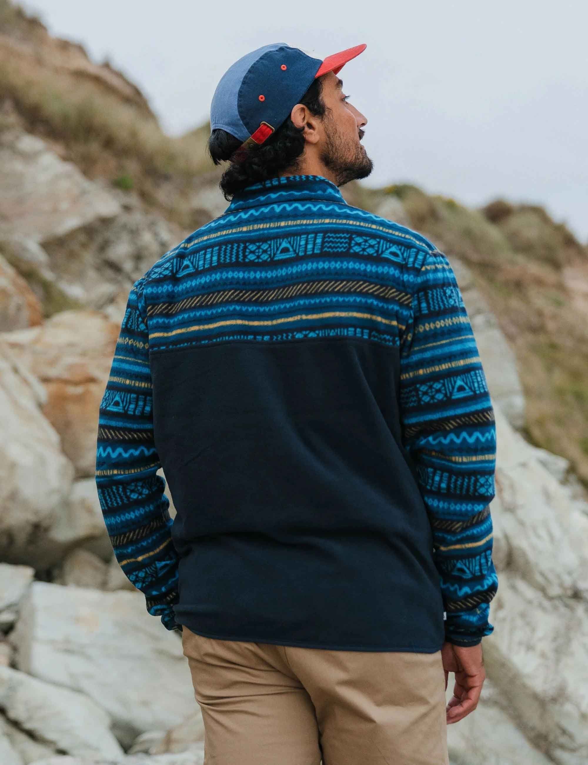 Set Off Polar 1/4 Zip Fleece - Patchwork Stripe/Tidal Blue