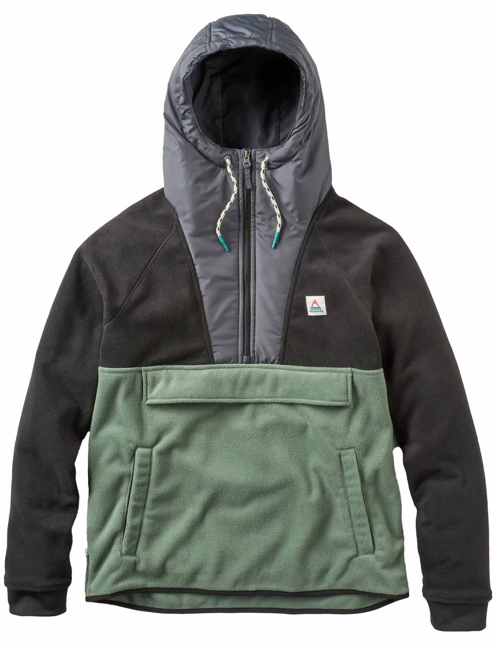 Woodland 1/2 Zip Hooded Polar Fleece - Black/Dark Forest