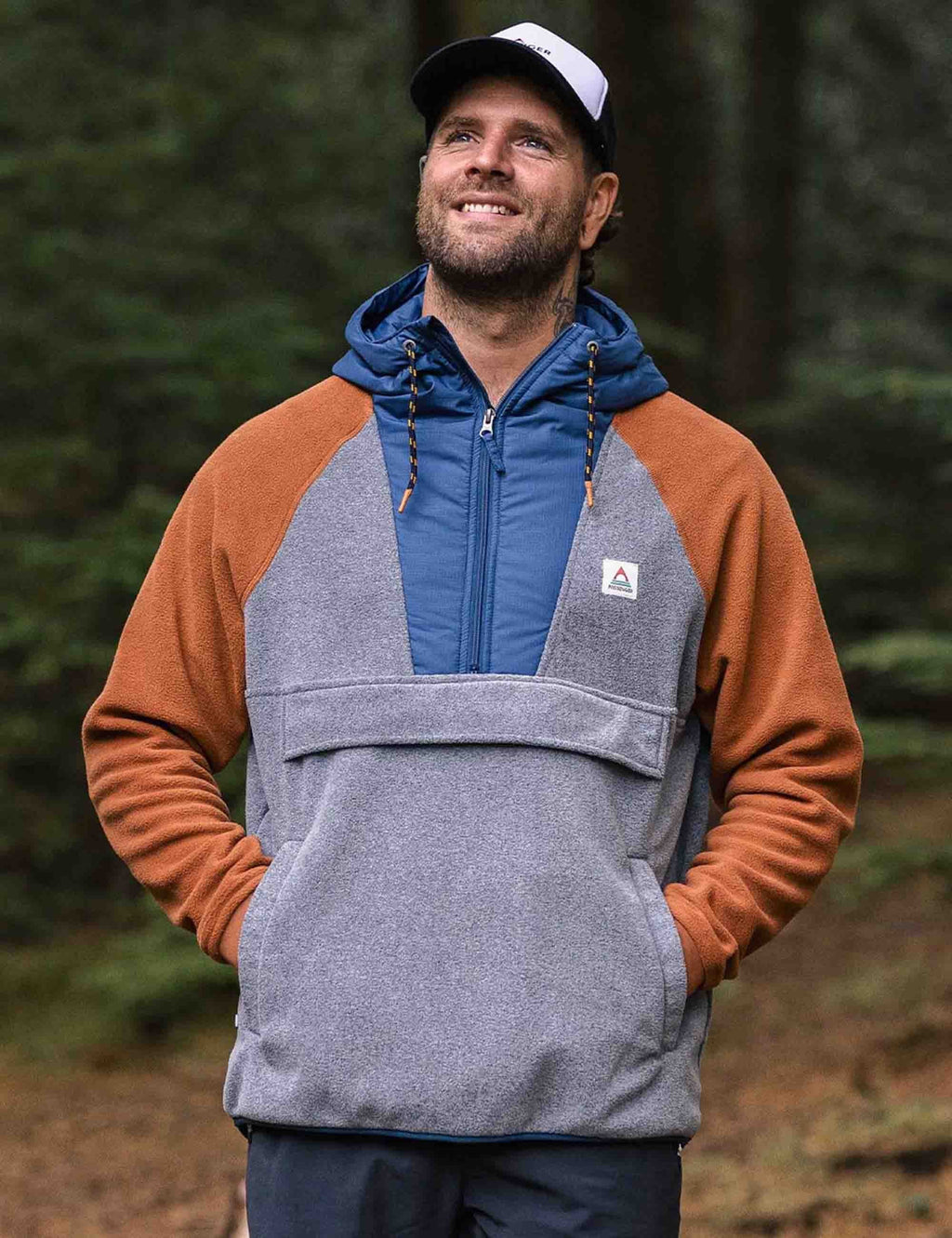 Woodland 1/2 Zip Hooded Polar Fleece - Grey Marl