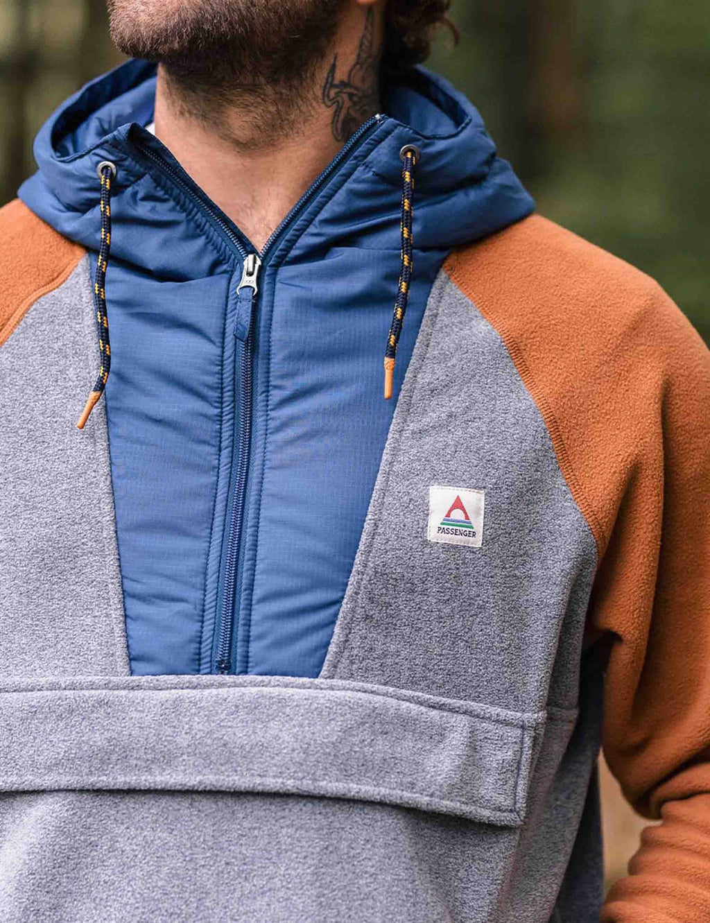 Woodland 1/2 Zip Hooded Polar Fleece - Grey Marl