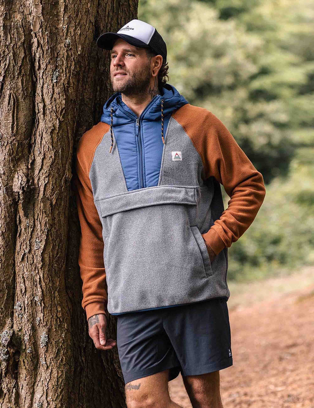 Woodland 1/2 Zip Hooded Polar Fleece - Grey Marl