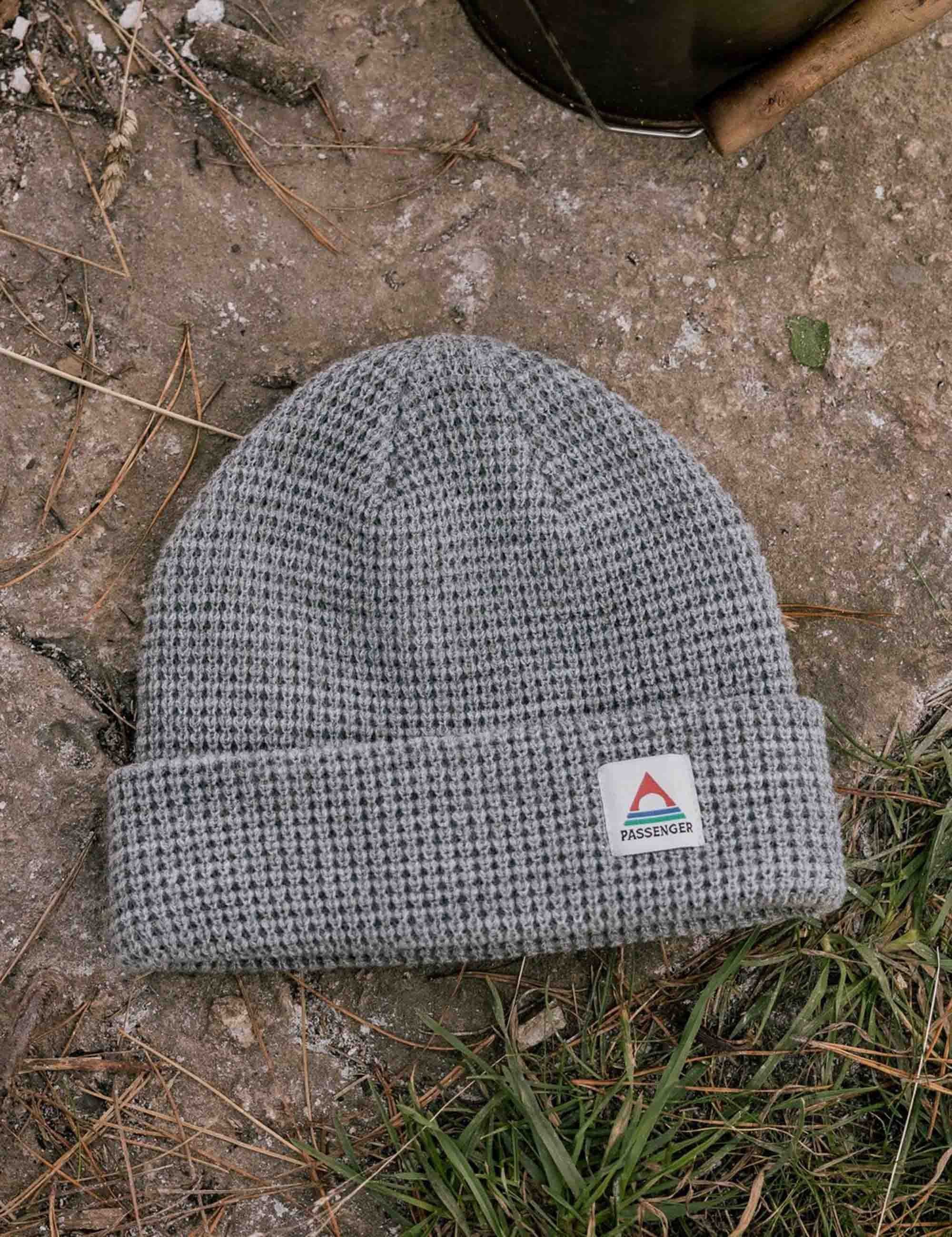 Passenger Moss Double Layer Waffle Beanie Hat - Grey Marl