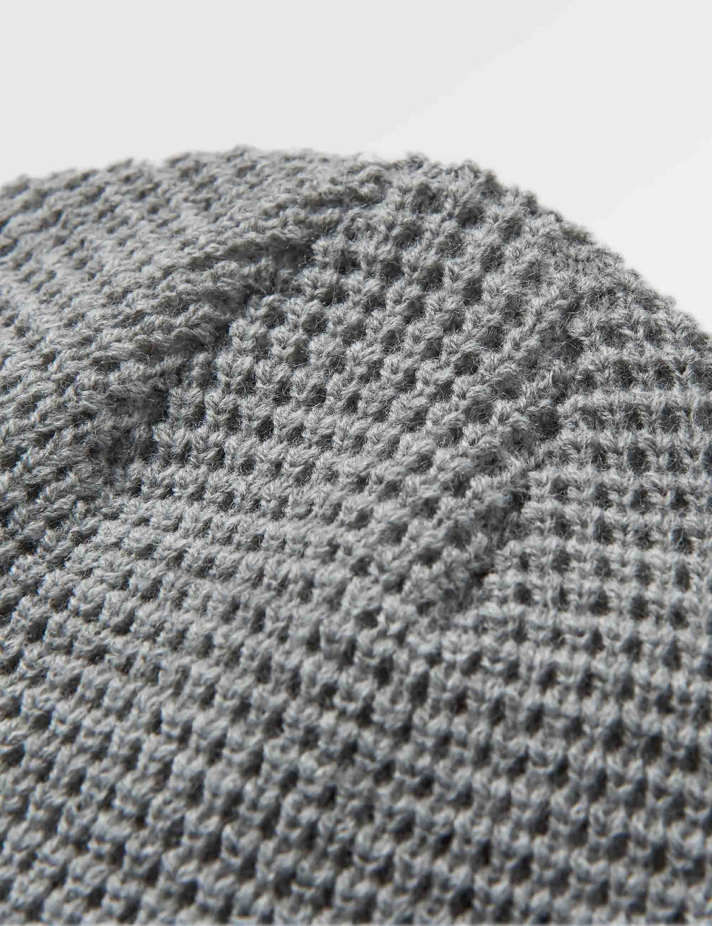 Moss Double Layer Waffle Beanie Hat - Grey Marl