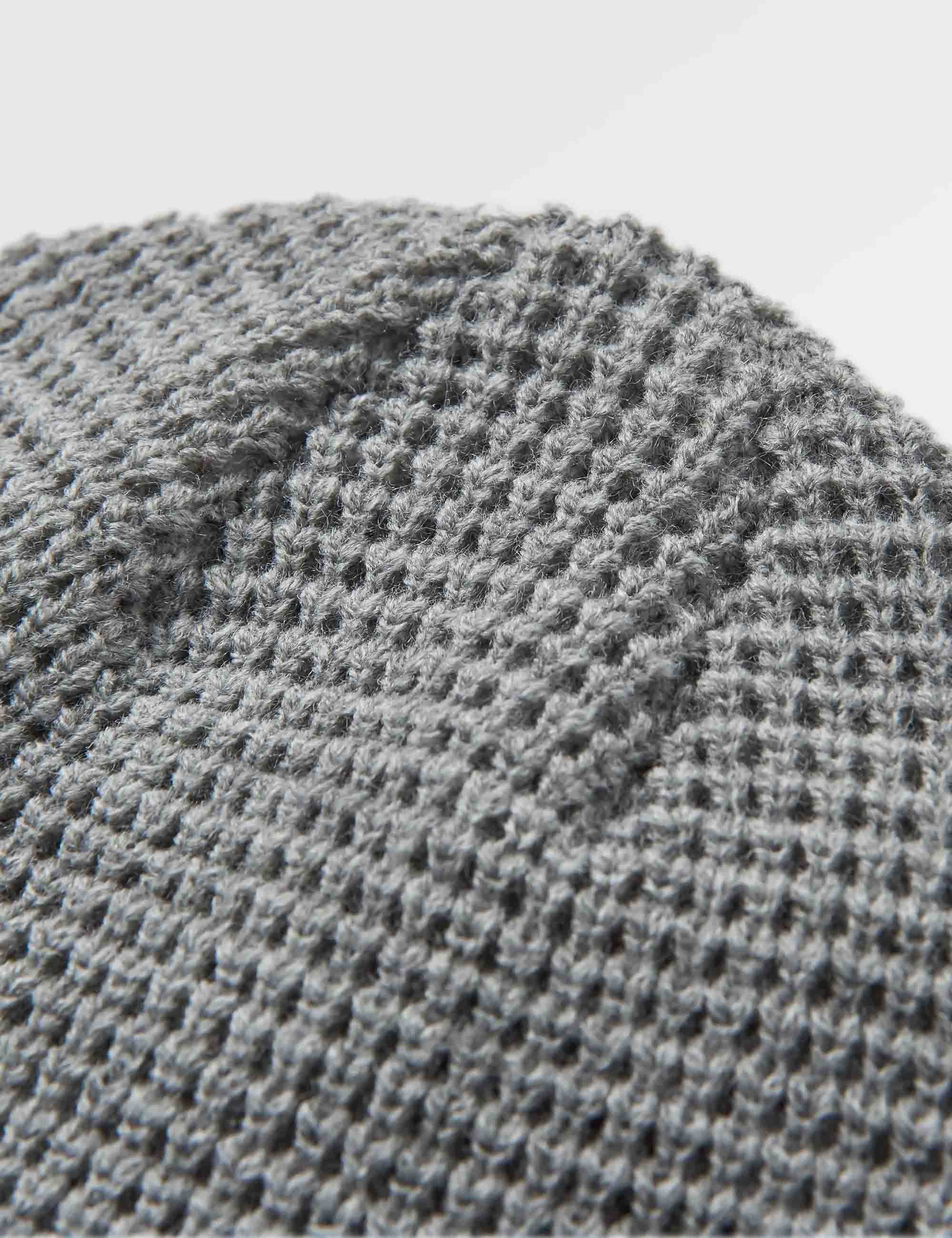 Passenger Moss Double Layer Waffle Beanie Hat - Grey Marl