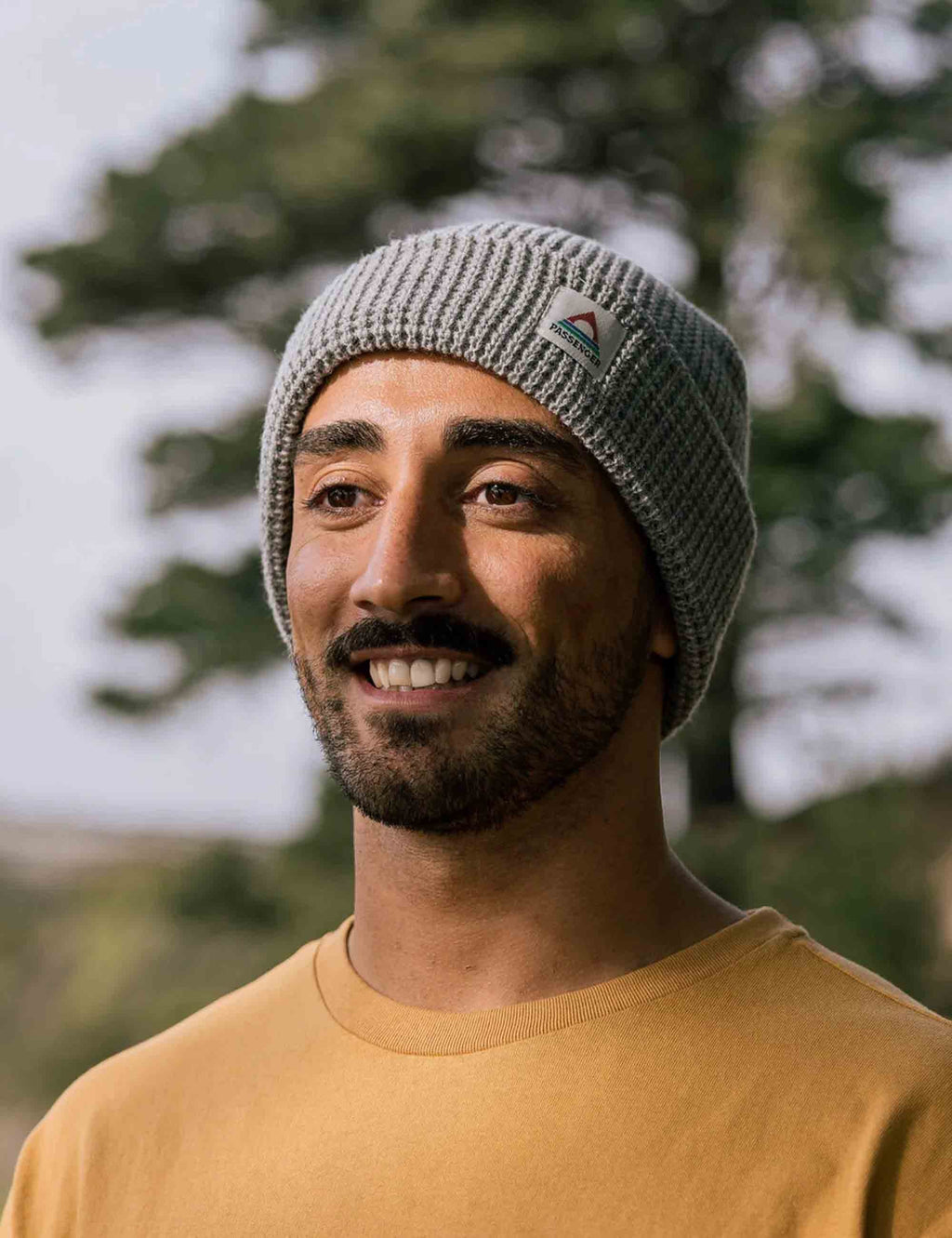 Moss Double Layer Waffle Beanie Hat - Grey Marl