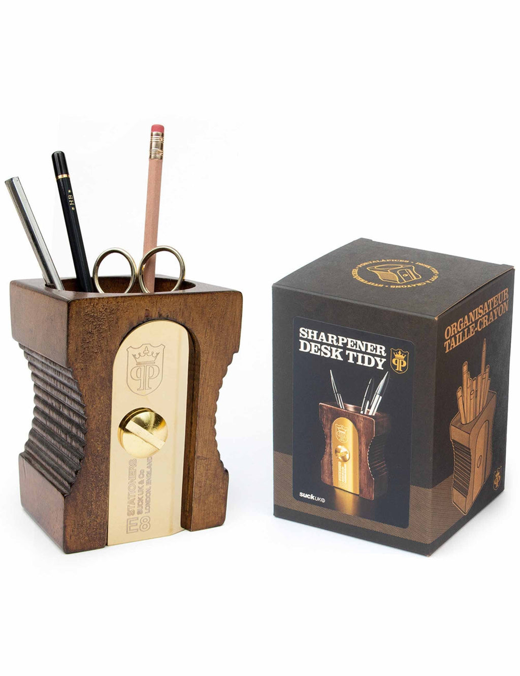 Sharpener Desk Tidy - Dark Wood