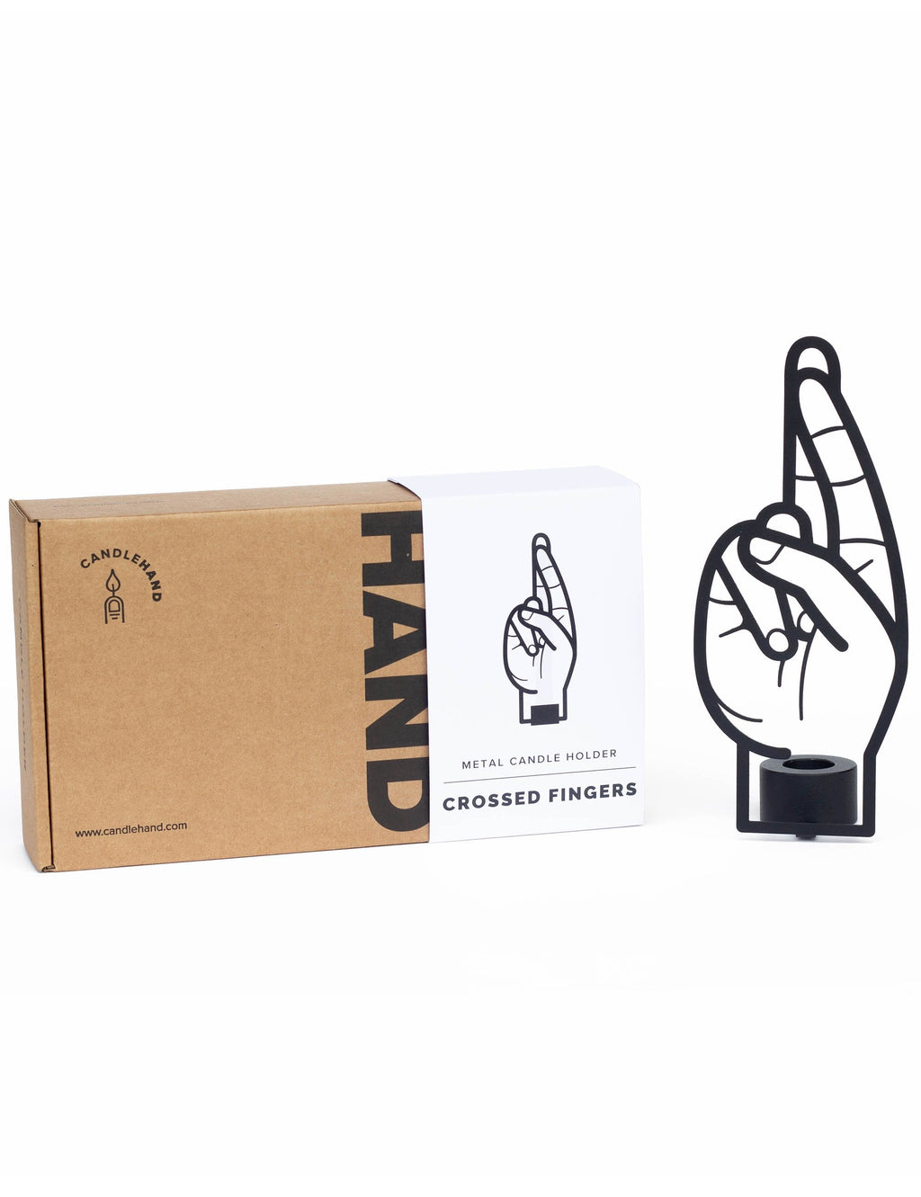 Crossed Fingers Candle Holder - Black