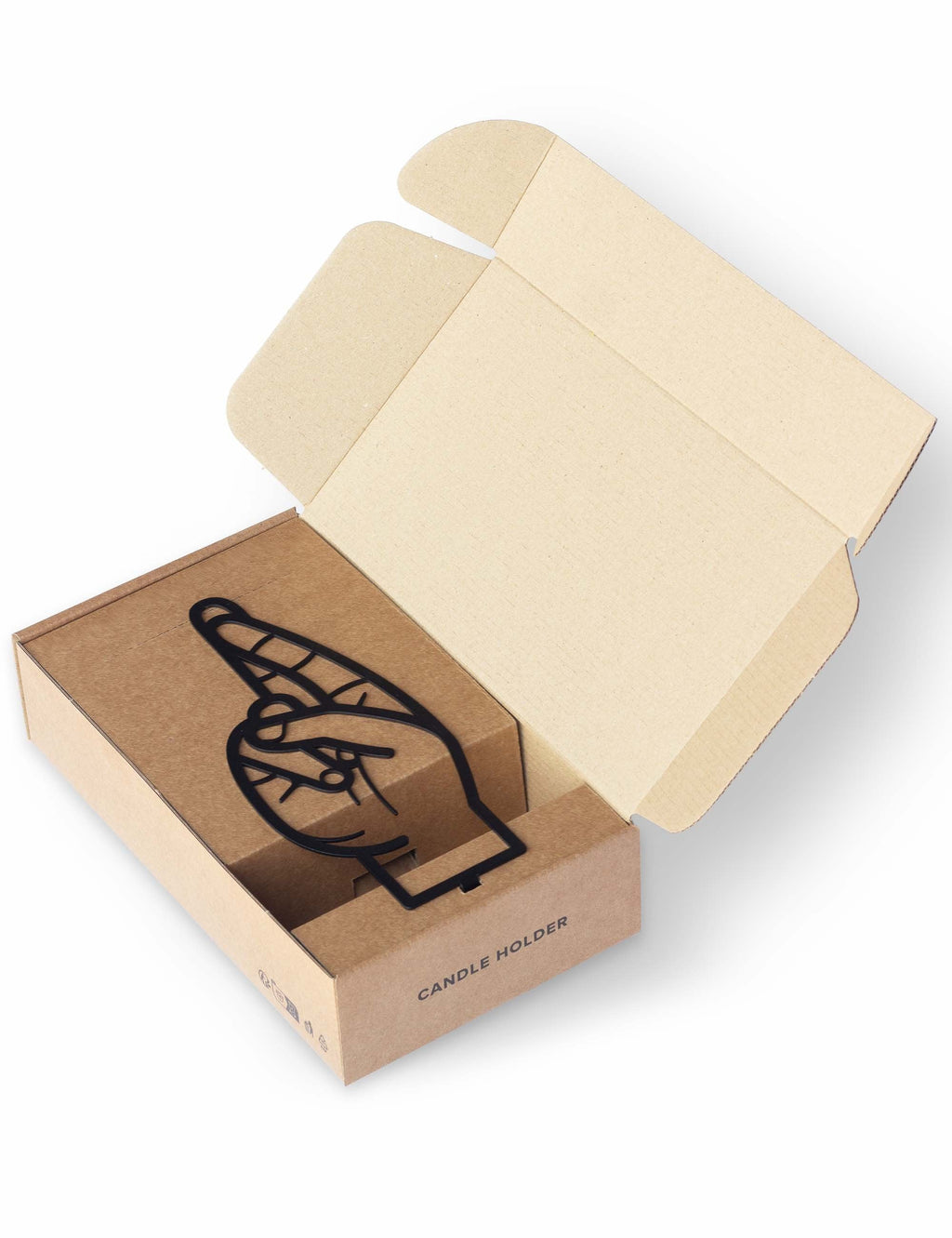 Crossed Fingers Candle Holder - Black