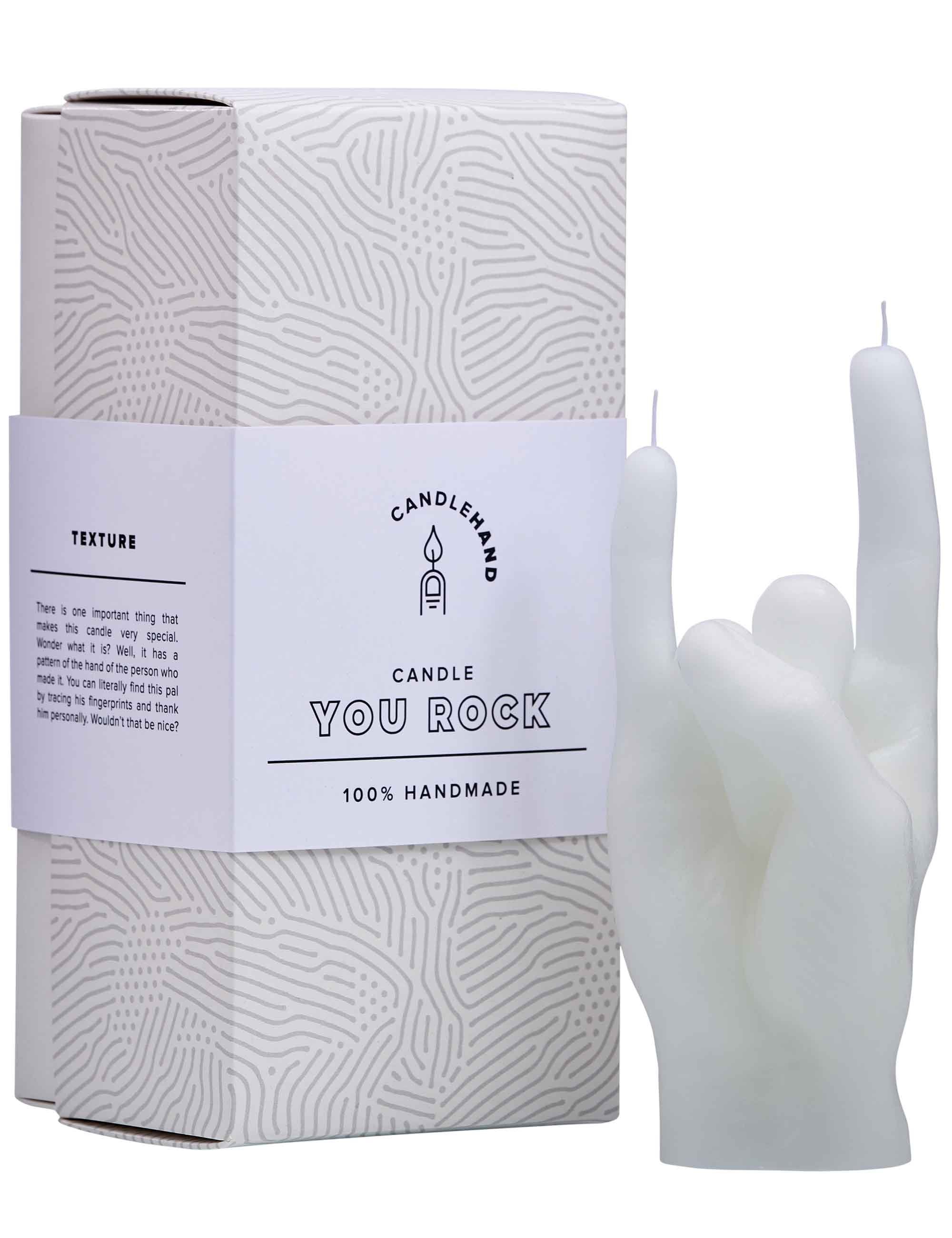Candlehand Rock You Hand Candle - White