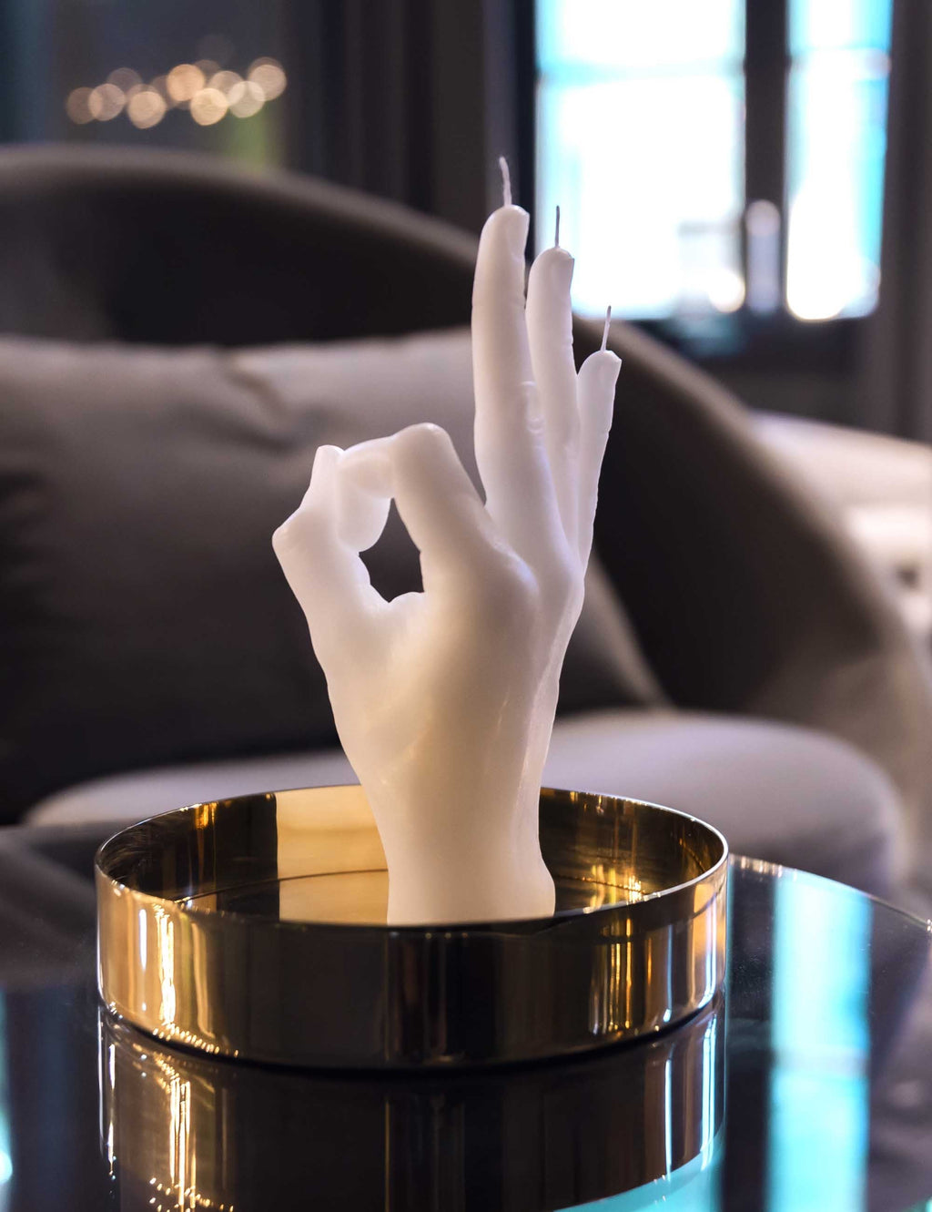 OK Hand Candle - White