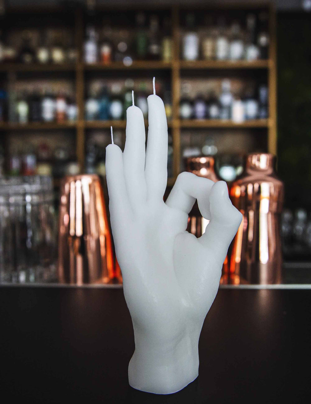 OK Hand Candle - White