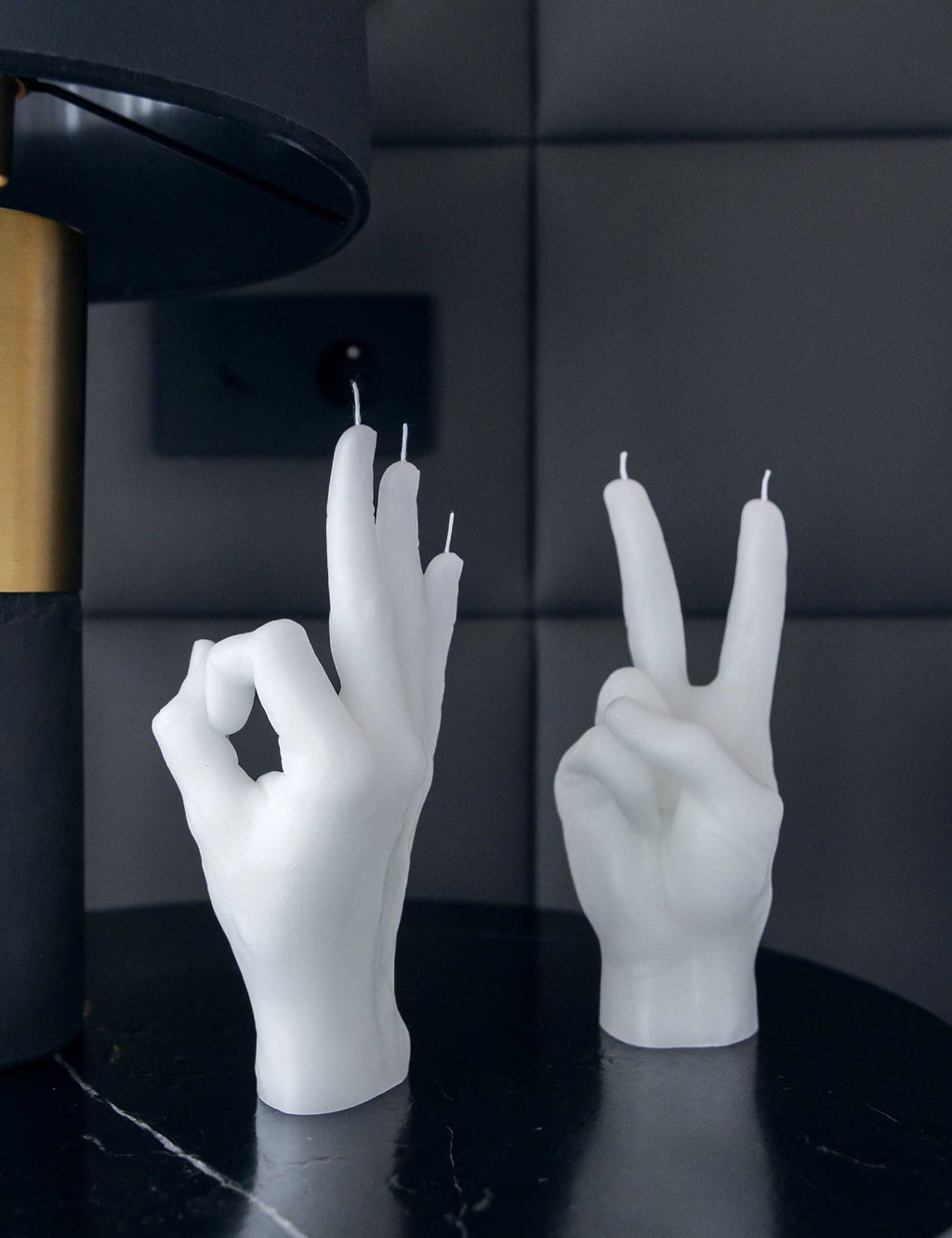 OK Hand Candle - White