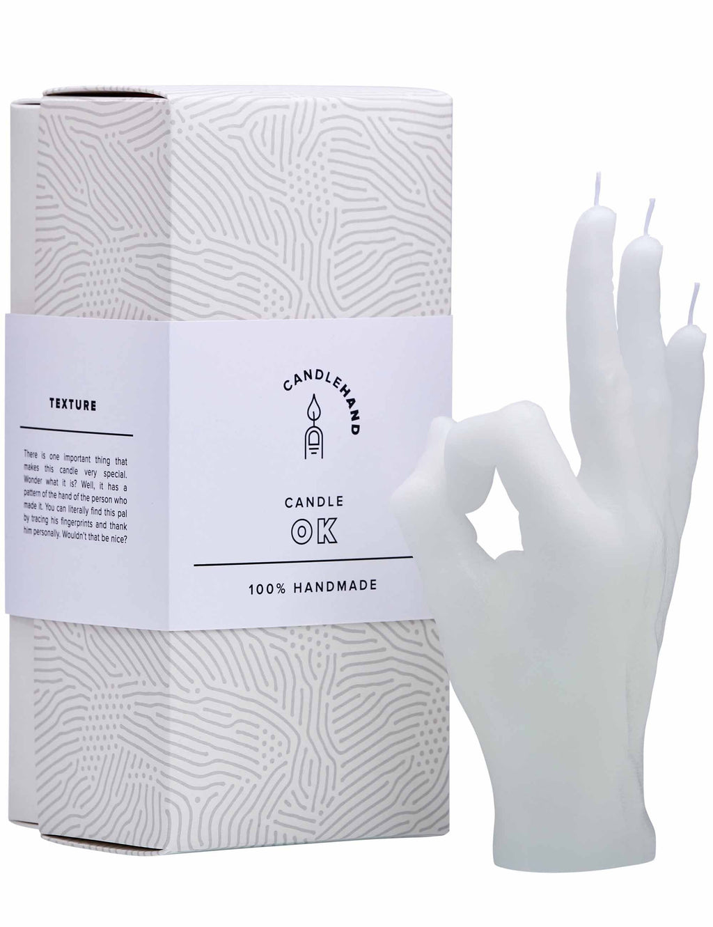 OK Hand Candle - White