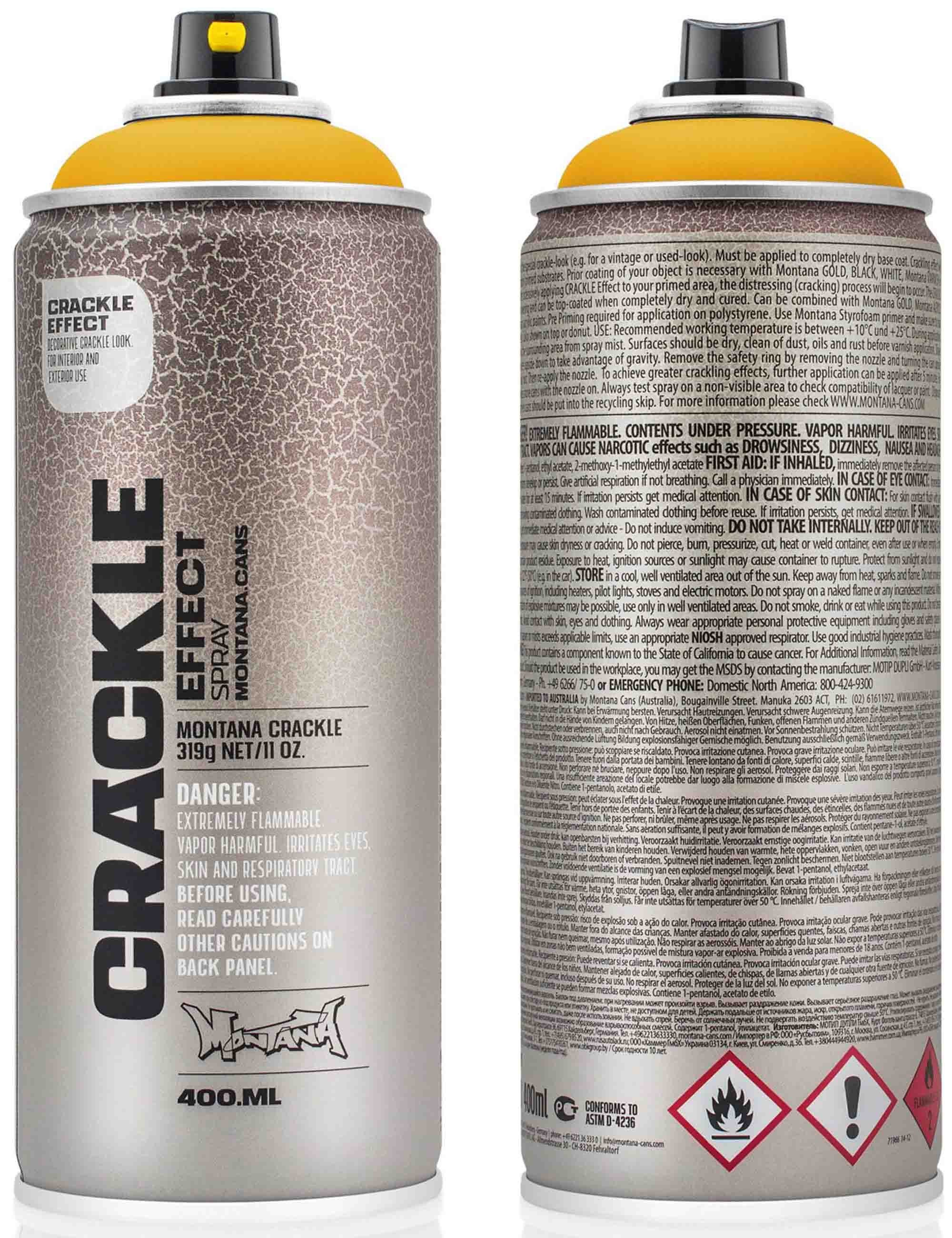 Montana Crackle Effect Spray Paint 400ml - Yellow Cab EC1220