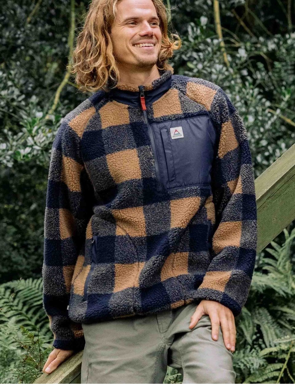 Offroad Sherpa 1/2 Zip Fleece - Toffee/Rich Navy Buffalo