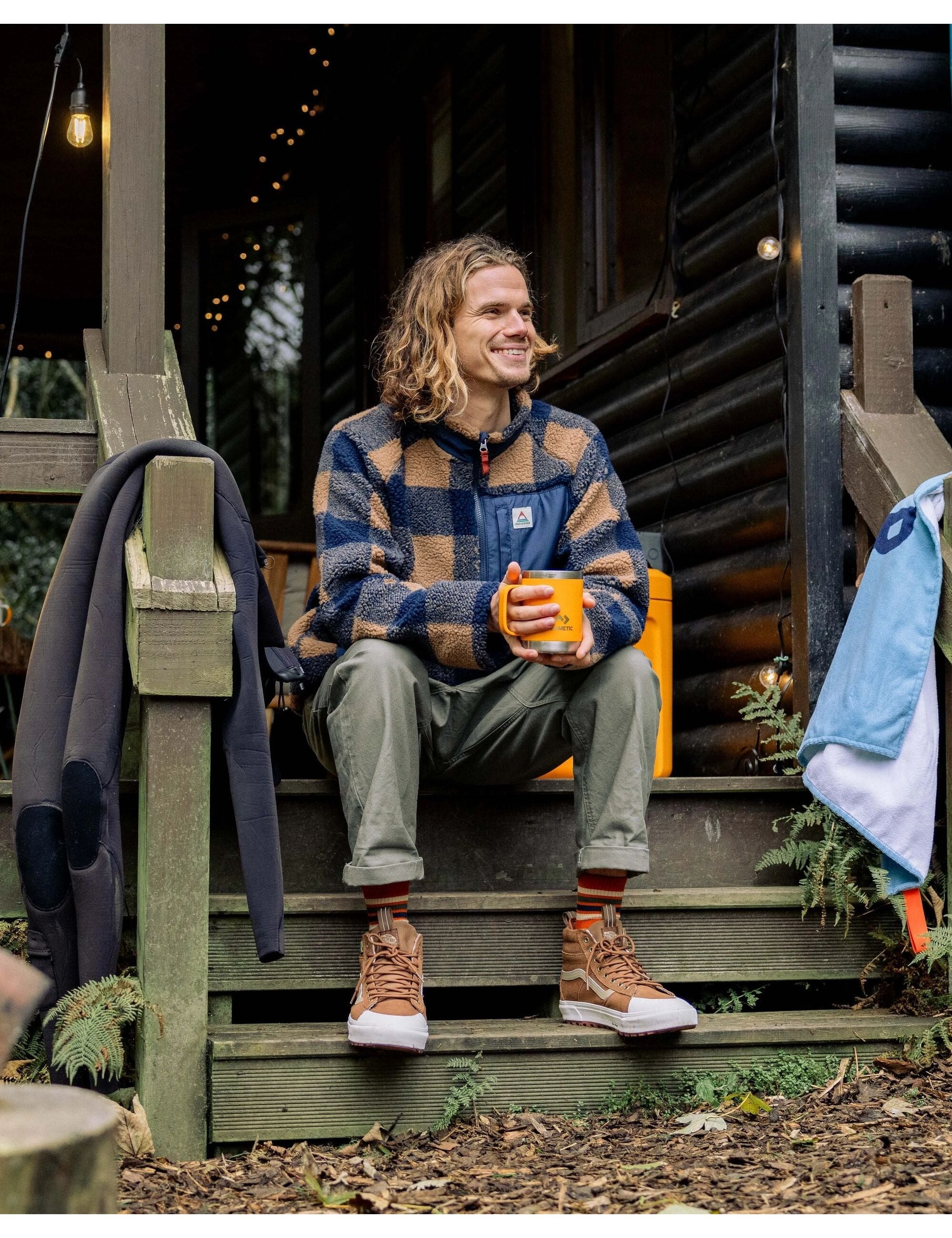 Passenger Offroad Sherpa 1/2 Zip Fleece - Toffee/Rich Navy Buffalo