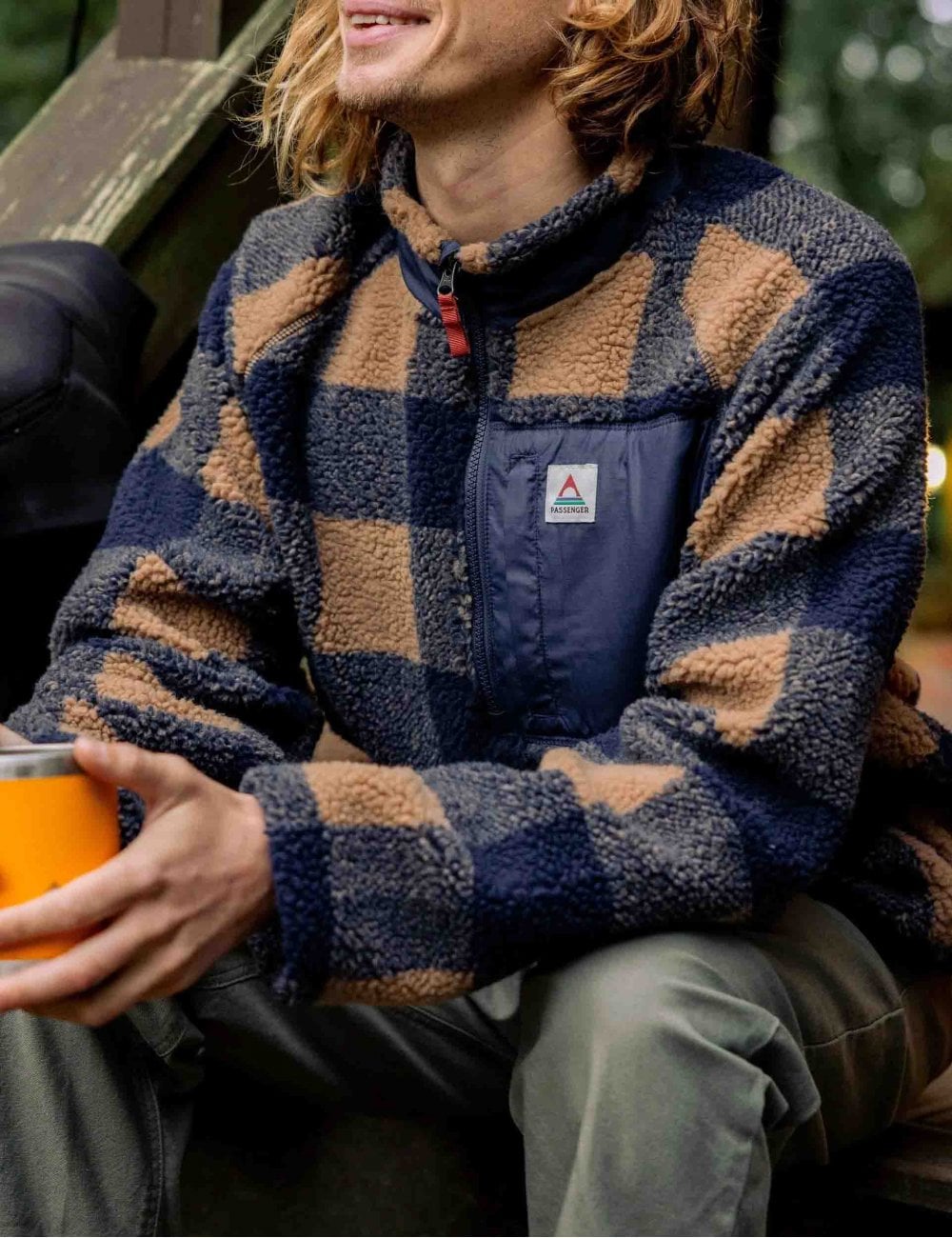 Passenger Offroad Sherpa 1/2 Zip Fleece - Toffee/Rich Navy Buffalo
