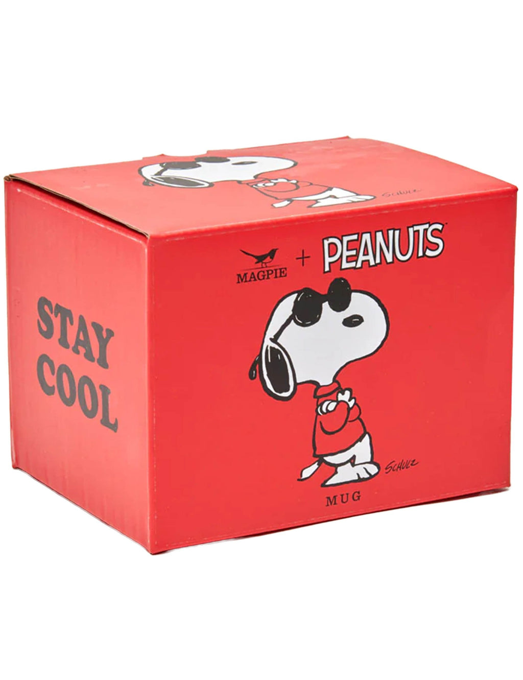 Stay Cool mug gift box with Snoopy graphic and brand “PEANUTS MAGPIE”