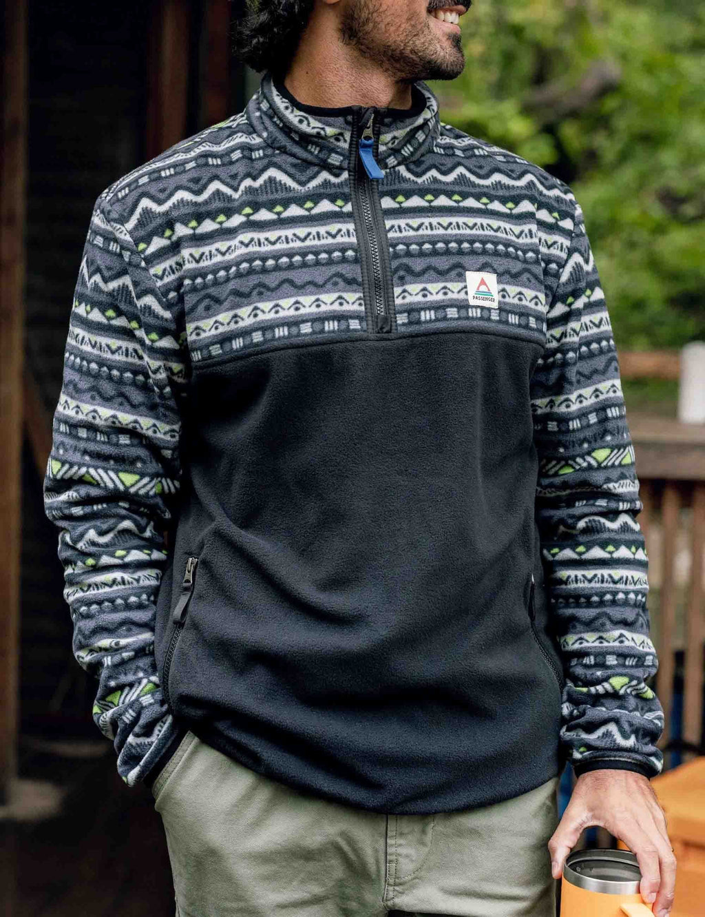 Set Off Polar 1/4 Zip Fleece - Mountain Geo Charcoal