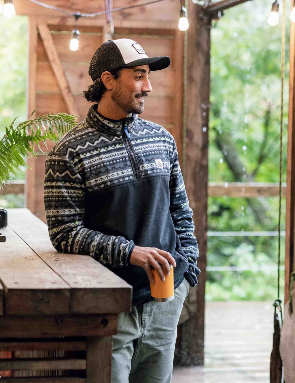 Set Off Polar 1/4 Zip Fleece - Mountain Geo Charcoal
