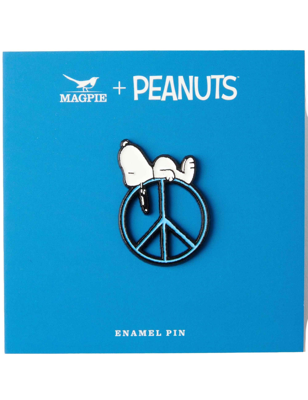 Snoopy Enamel Pin Badge - Good Vibes, Peace by Magpie for Peanuts — nickel-plated brass lapel pin with Snoopy and peace sign design