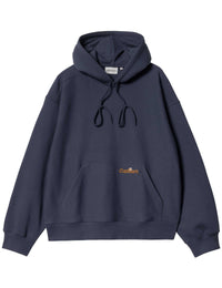 Label Script Hooded Sweatshirt - Blue