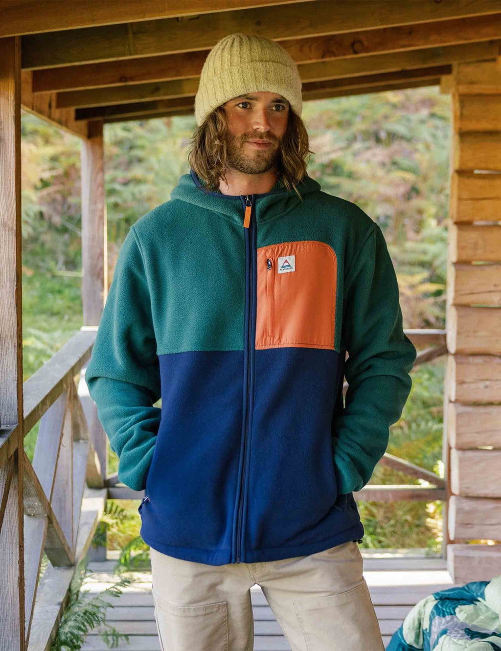 Loch Hooded Polar Fleece - Rain Forest/Rich Navy