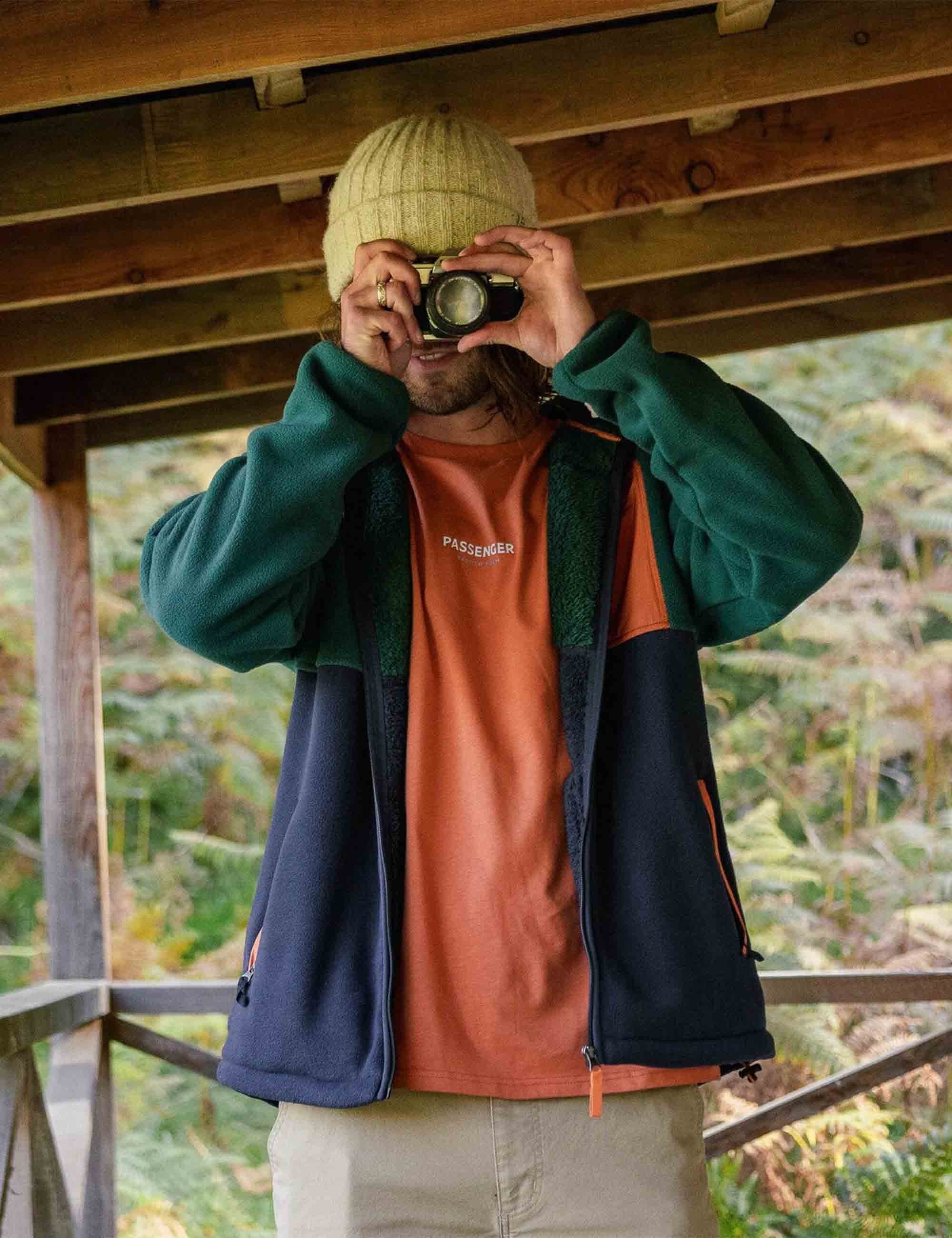 Passenger Loch Hooded Polar Fleece - Rain Forest/Rich Navy