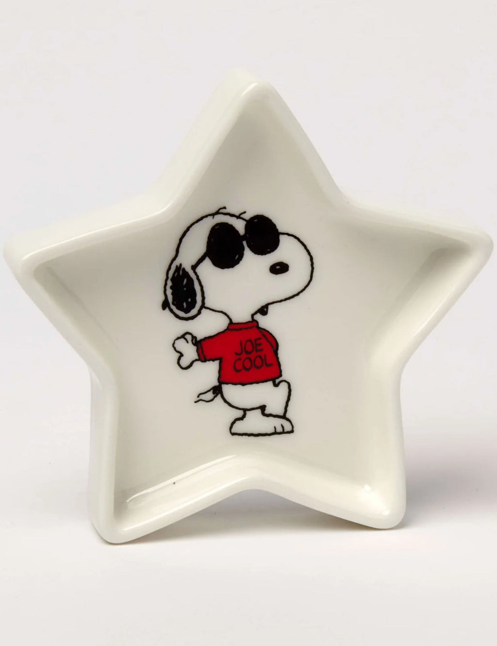 White star-shaped Snoopy trinket dish with Joe Cool red shirt print