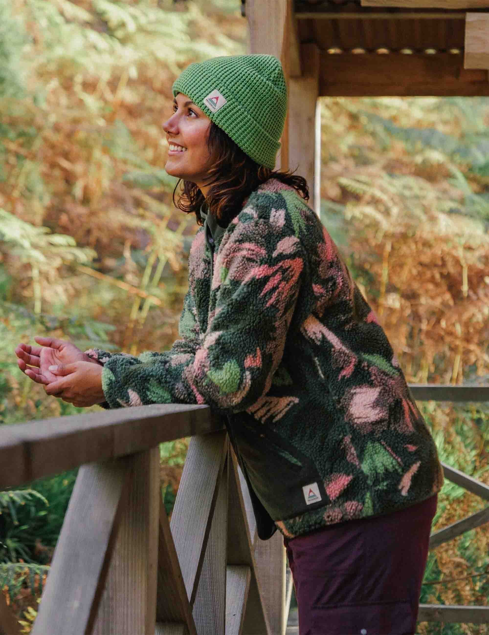 Women's Clover Lined Fleece Jacket - Abstract Mountain Fir Tree