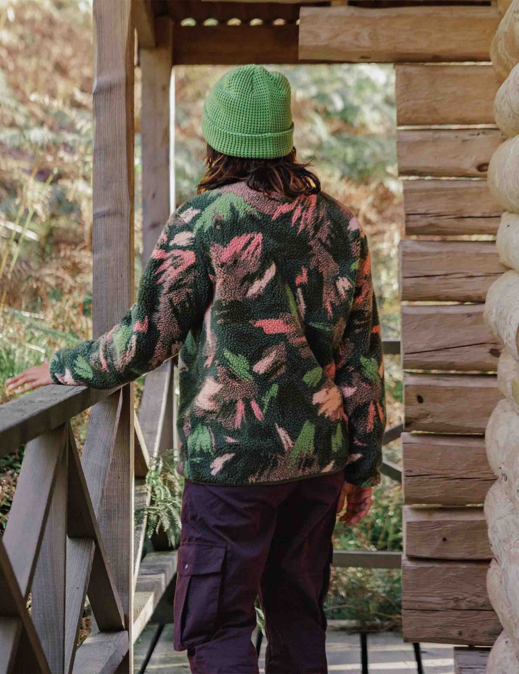 Women's Clover Lined Fleece Jacket - Abstract Mountain Fir Tree