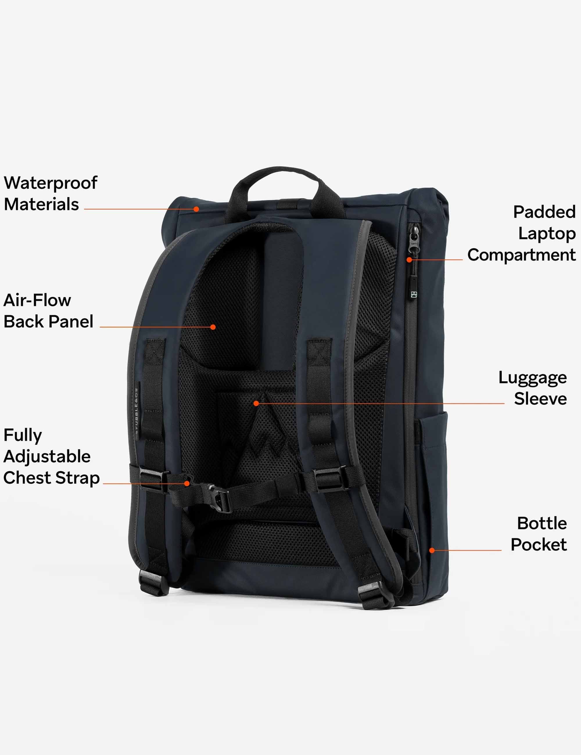Stubble & Co The Roll Top Backpack 20L - Midnight Blue