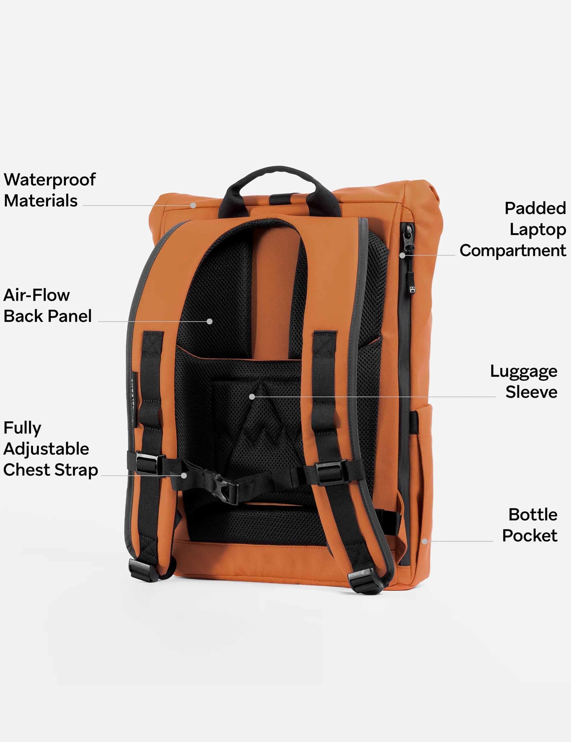 Stubble & Co The Roll Top Backpack 15L - Rust