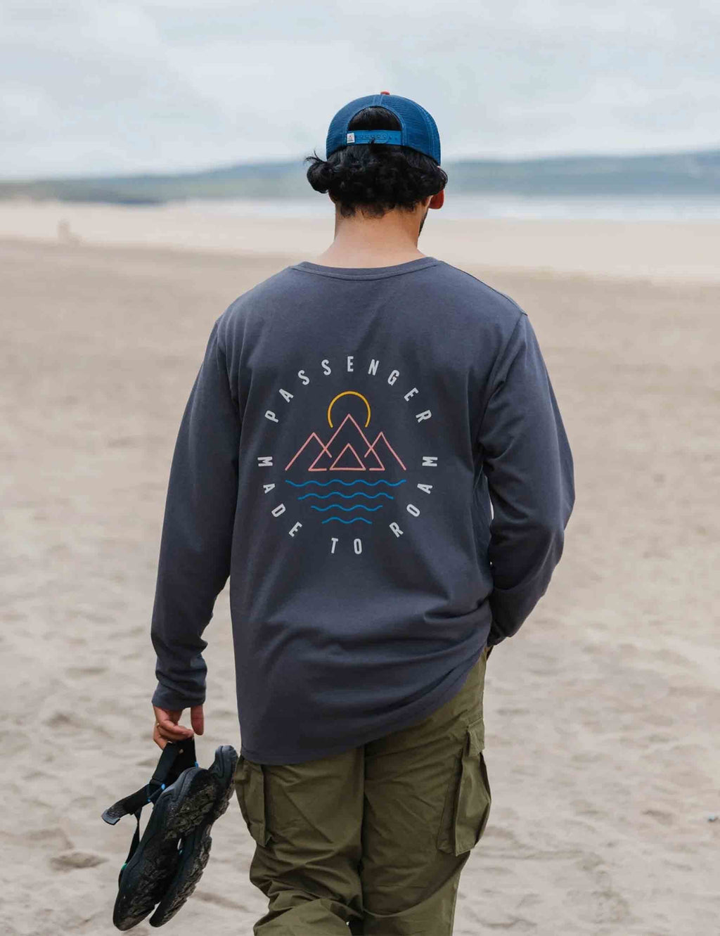 Escapism Long Sleeve Recycled Cotton T-Shirt - Faded Black