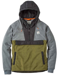 Woodland 1/2 Zip Hooded Polar Fleece - Grey Marl/Khaki