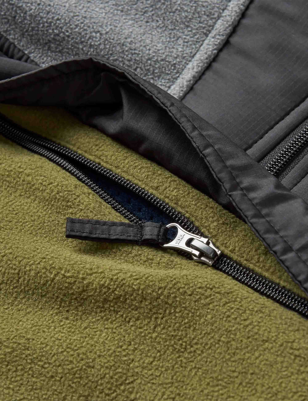 Woodland 1/2 Zip Hooded Polar Fleece - Grey Marl/Khaki