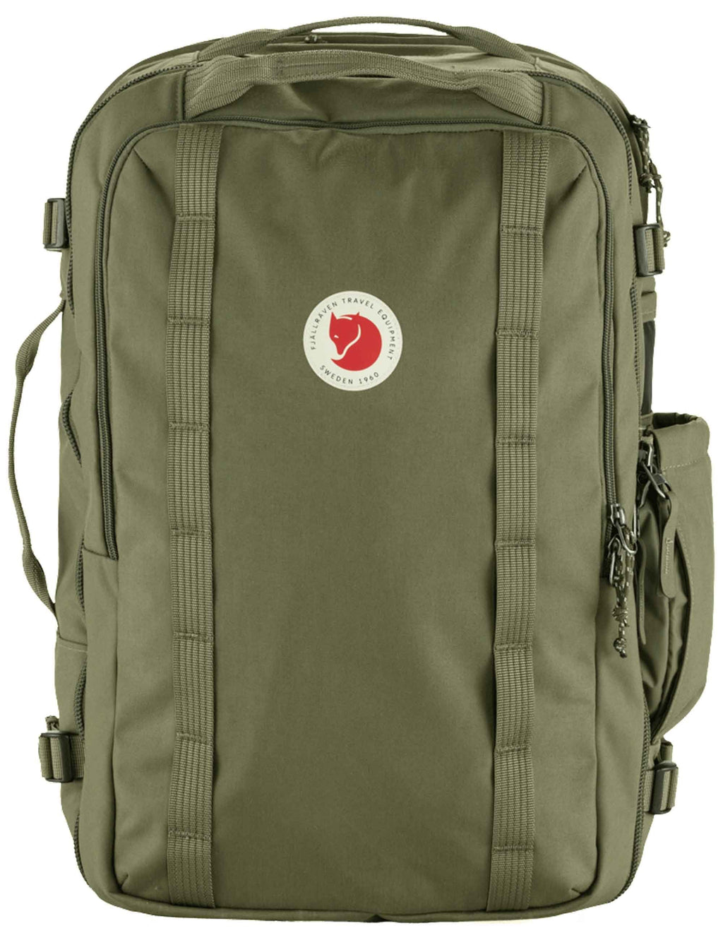 Farden carry-on pack 40L, green with front organizer panel and zip pockets