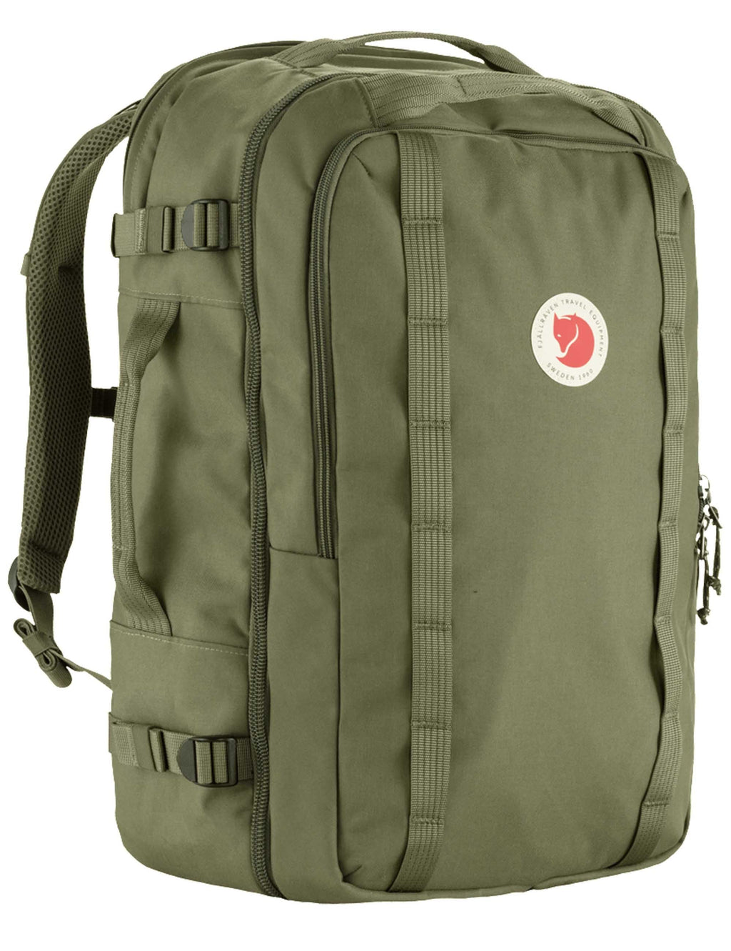 Farden carry-on pack 40L, green with front logo patch and top carry handle