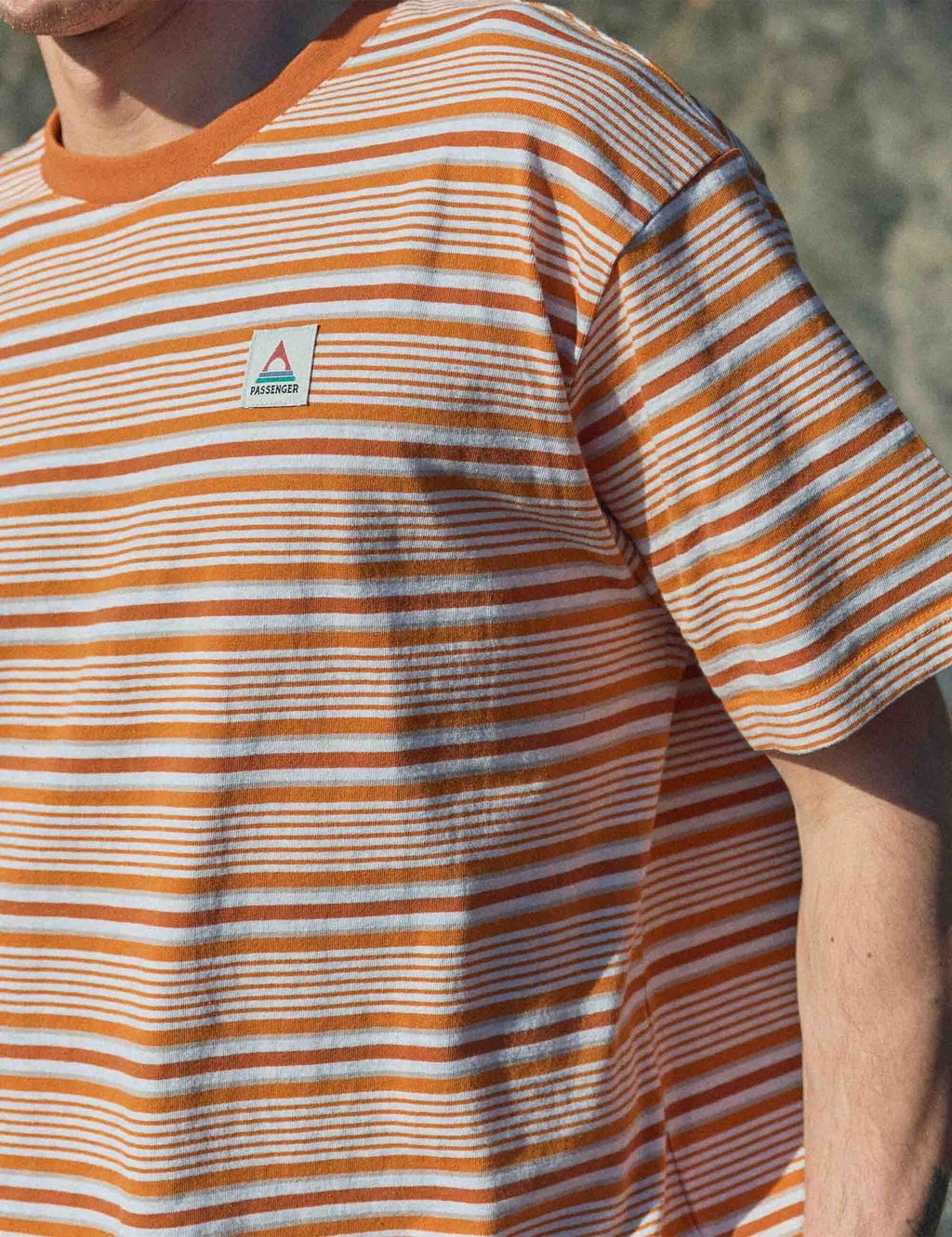 Retro Striped Relaxed Fit T-Shirt - Sunrise Orange