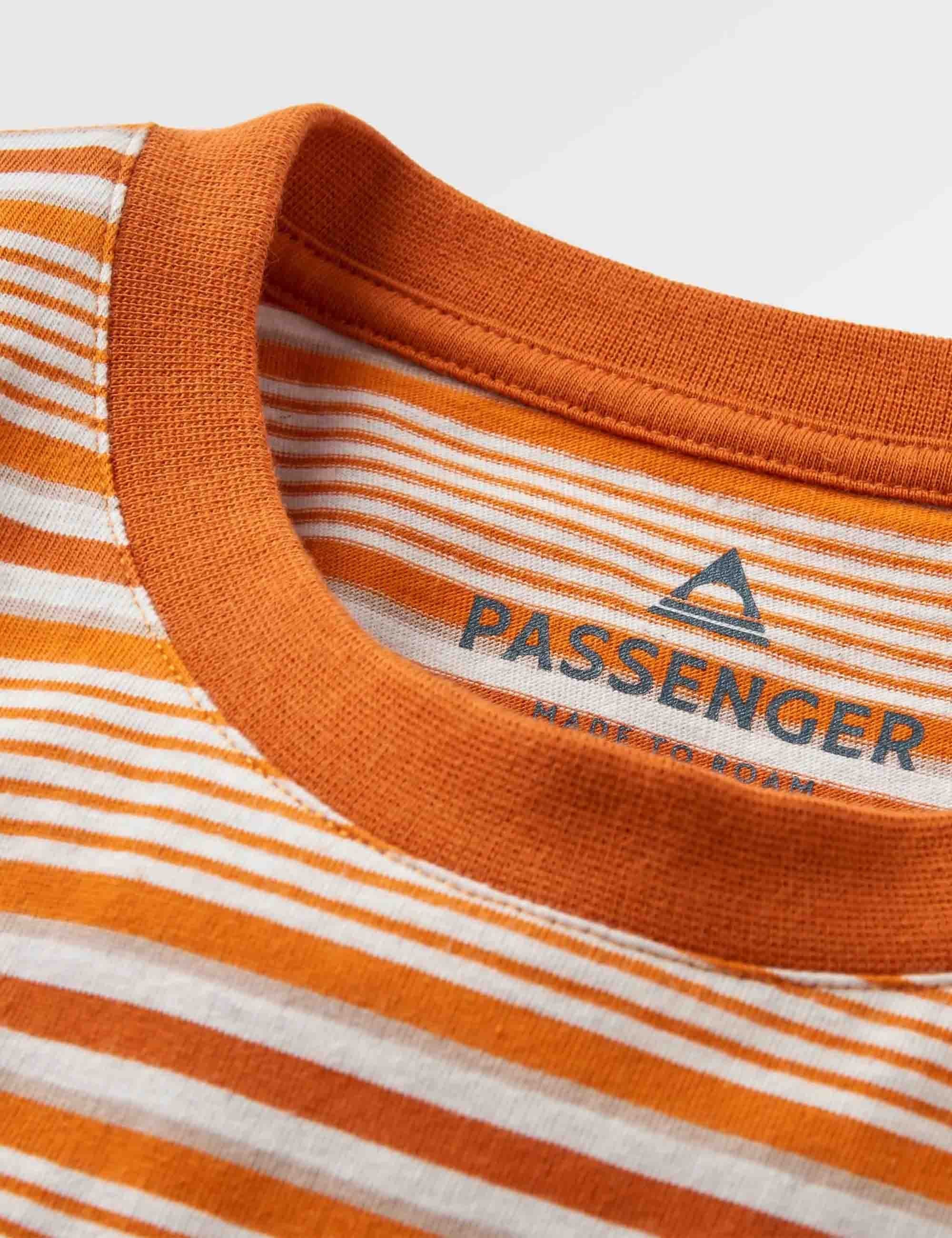 Passenger Retro Striped Relaxed Fit T-Shirt - Sunrise Orange