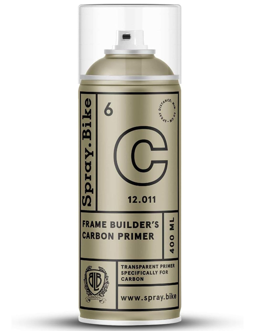 Carbon primer spray can, clear, beige with C logo and 400ml marking