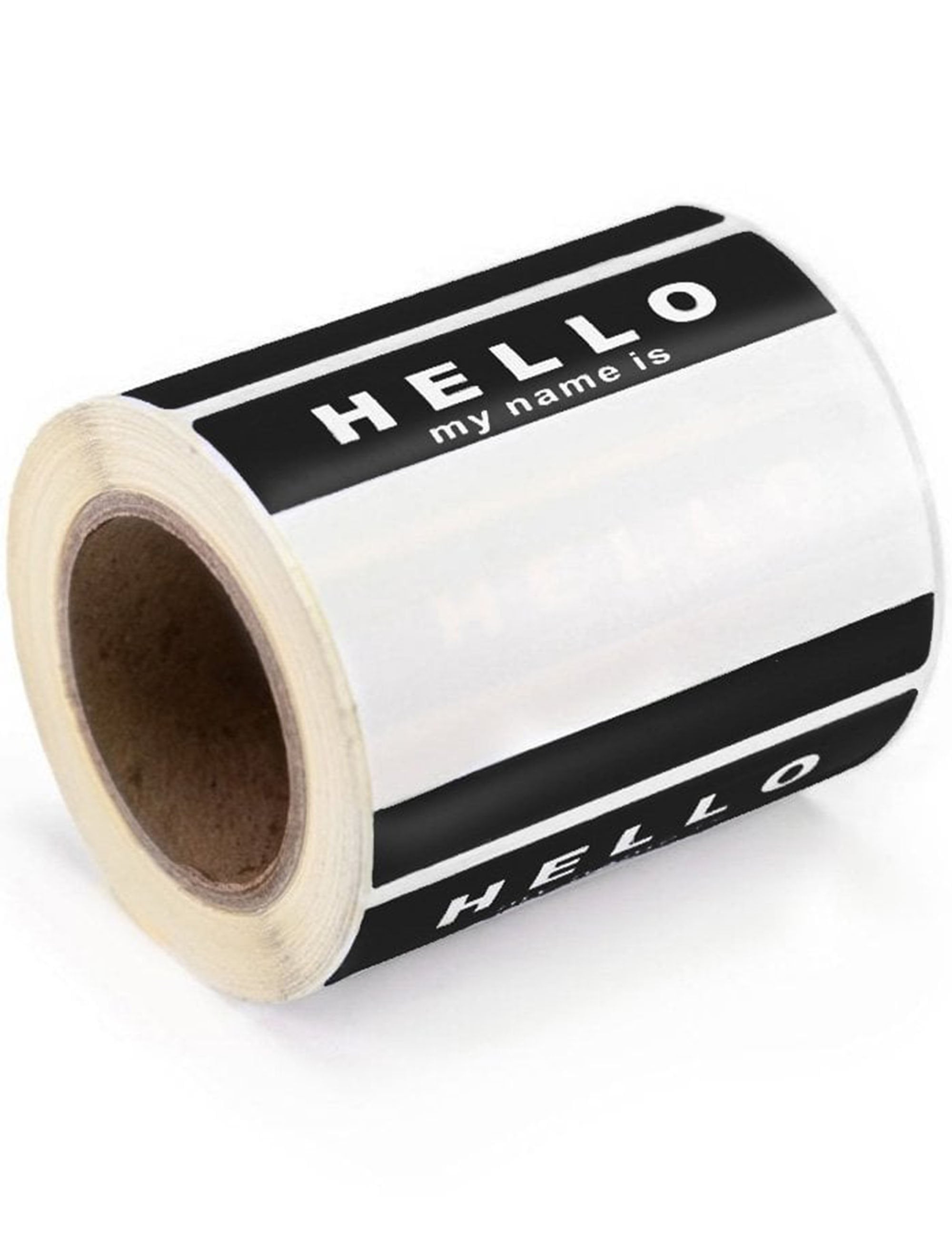 Fat Buddha Store Hello My Name Is Sticker Roll (250) - Black