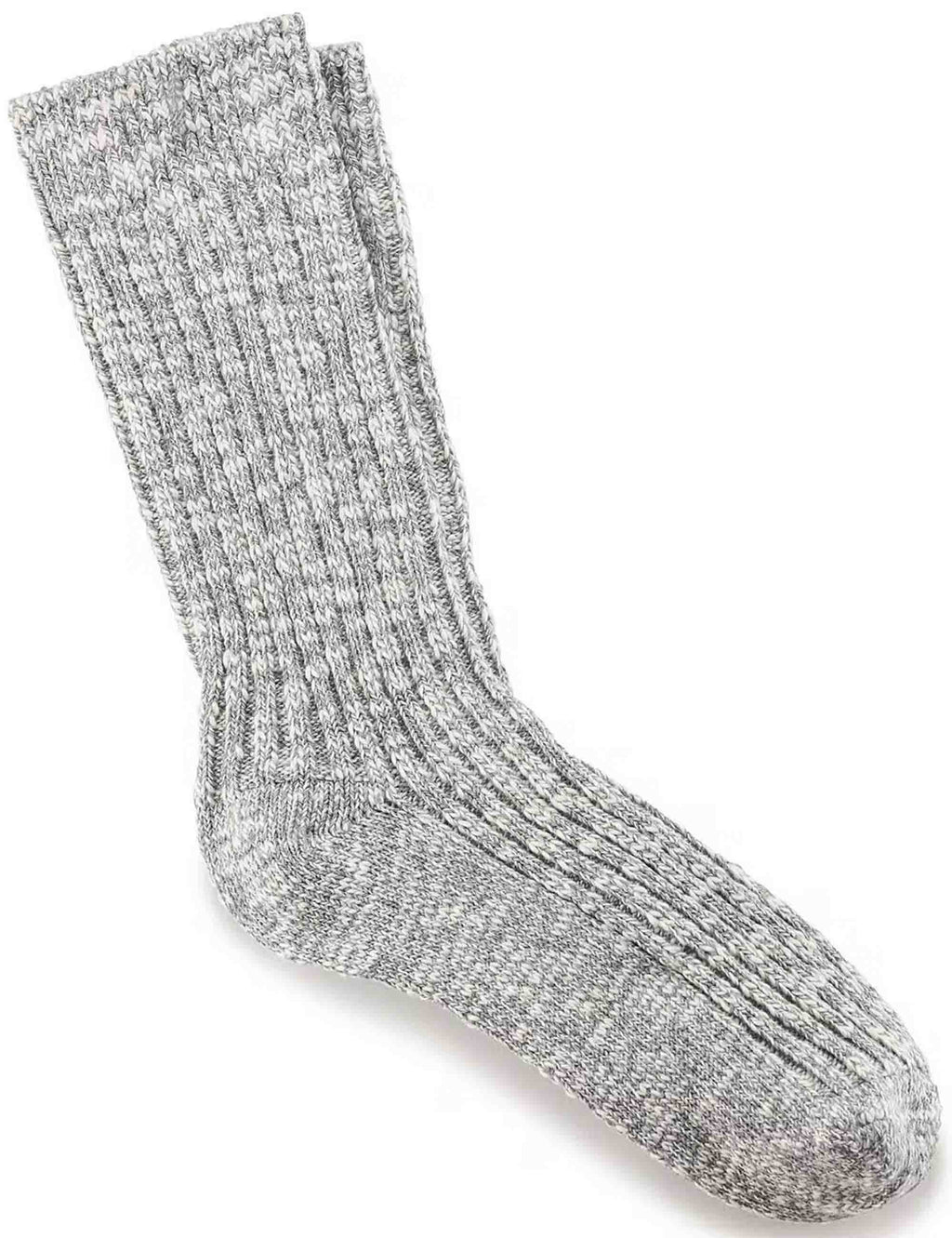 Slub Crew Socks - Grey/White