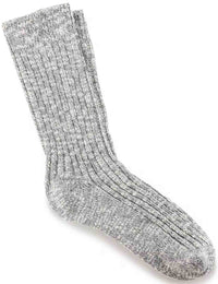 Slub Crew Socks - Grey/White