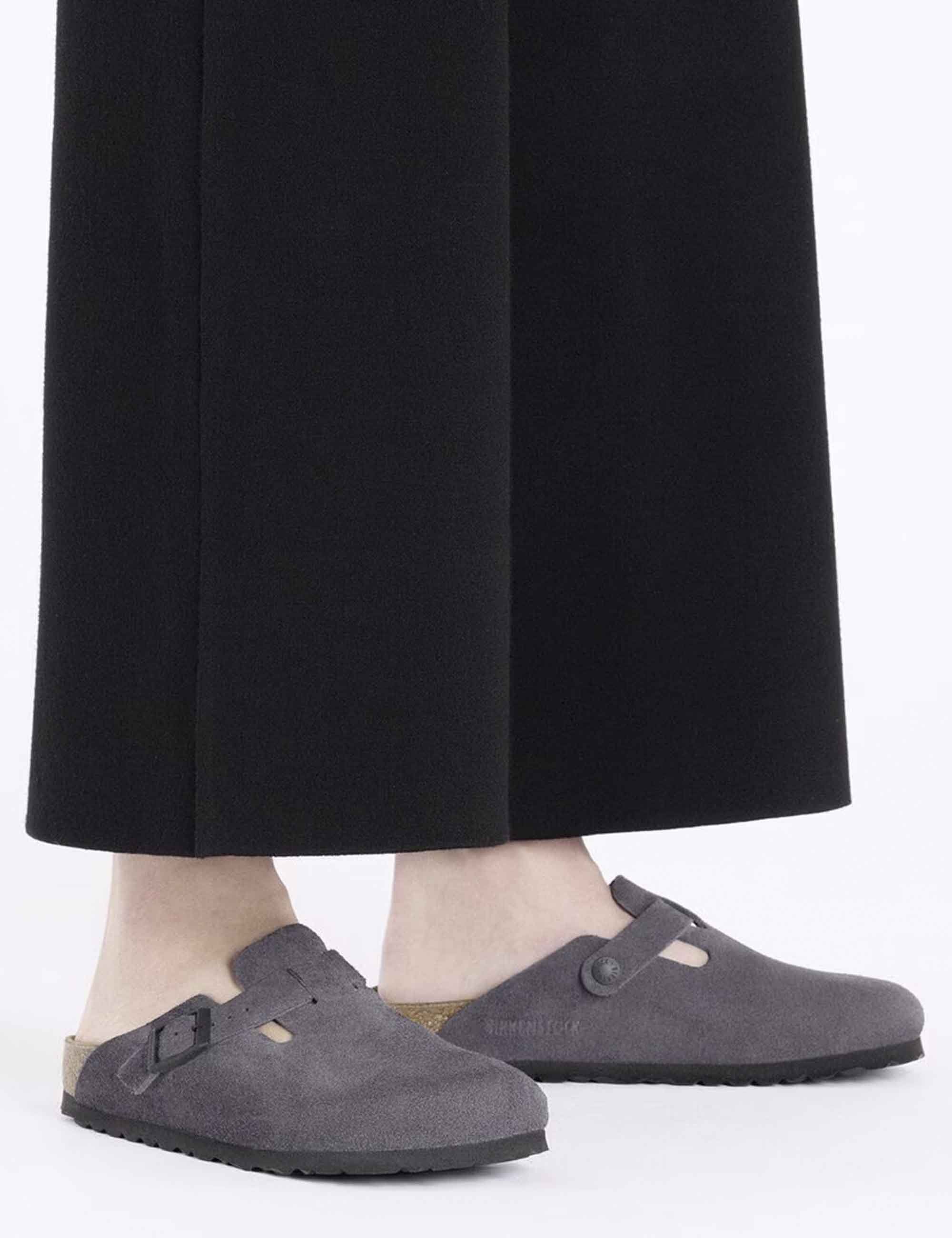 Birkenstock Boston Suede Mules LEVE - Velvet Grey (Regular Fit)